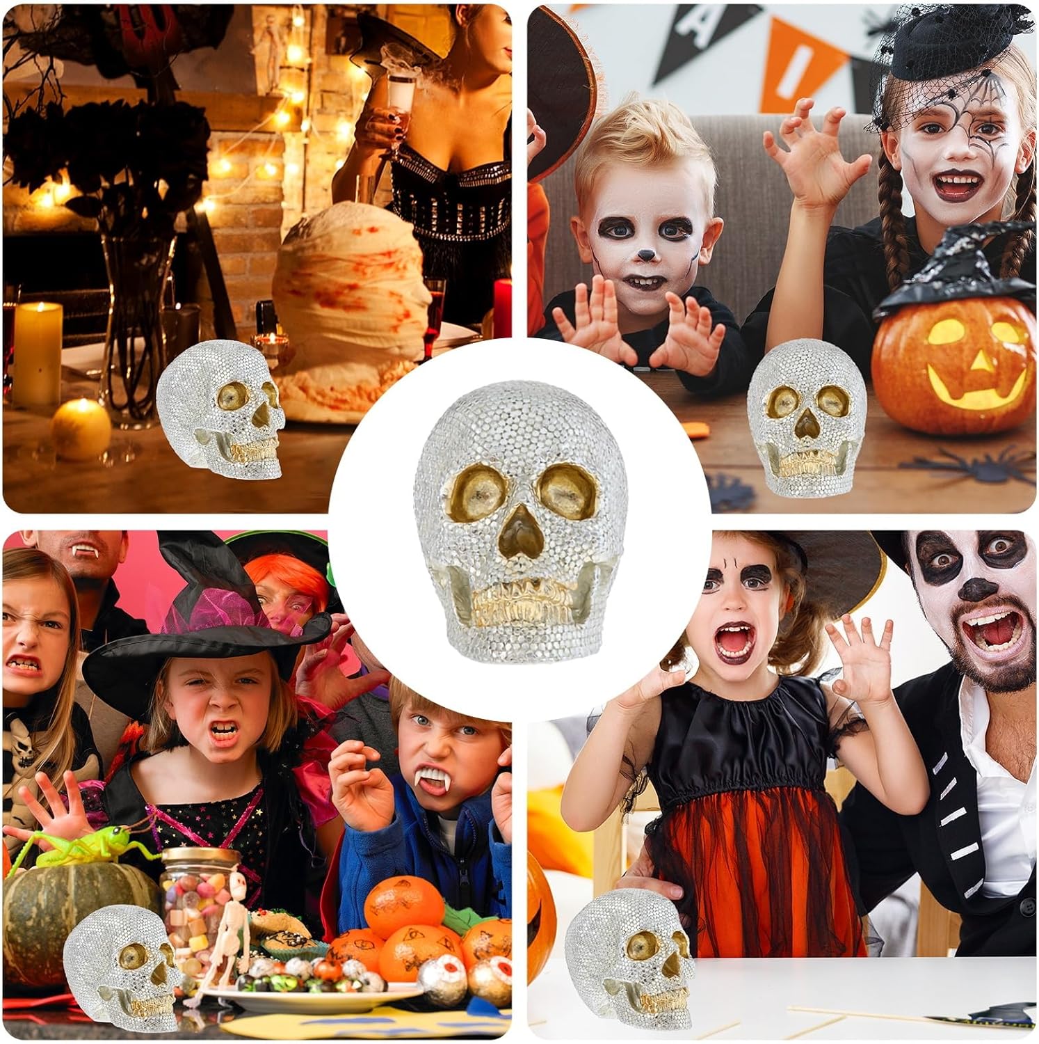 Halloween Skull Statue with Crystal Rhinestones