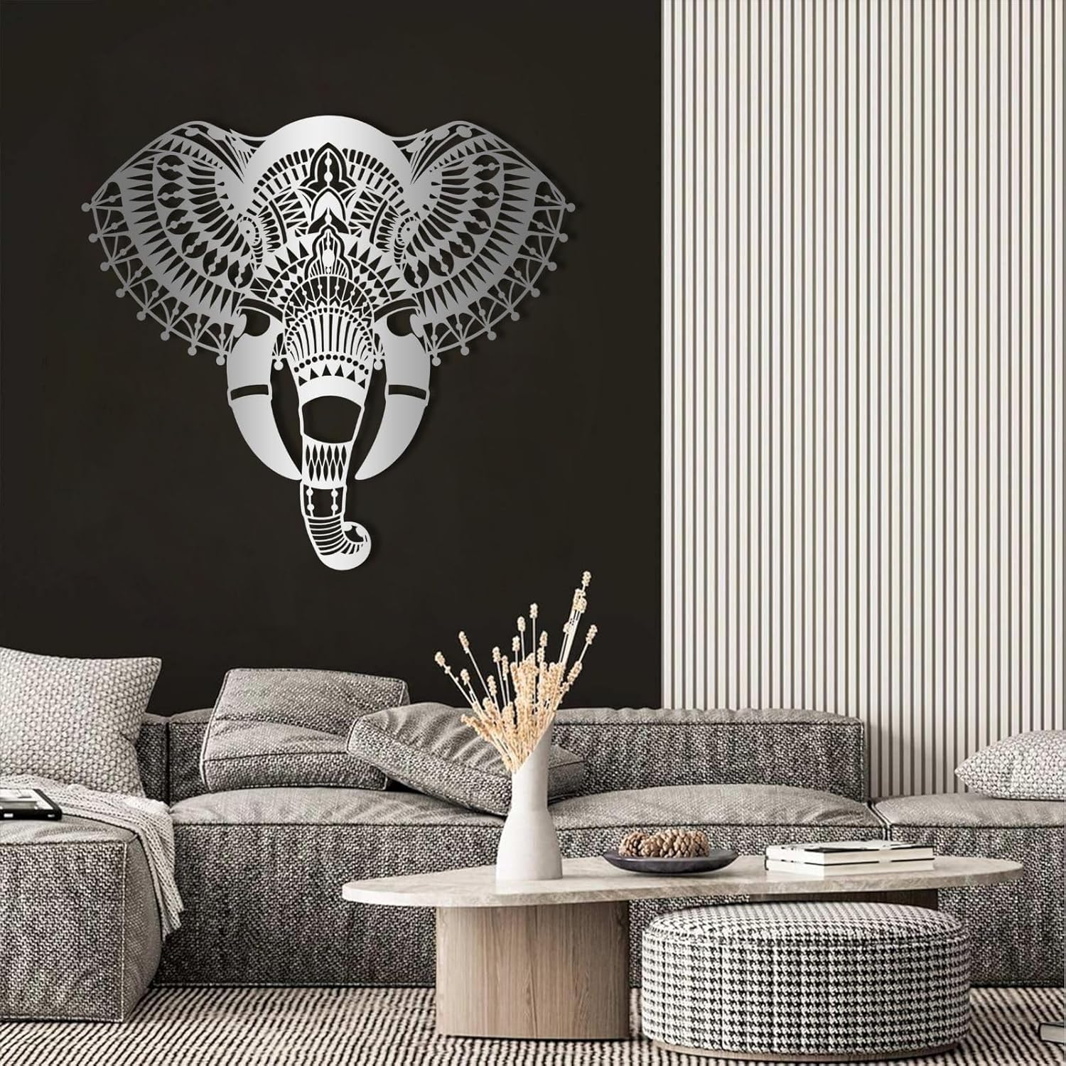 OZF Elephant Mandala Metal Wall Art