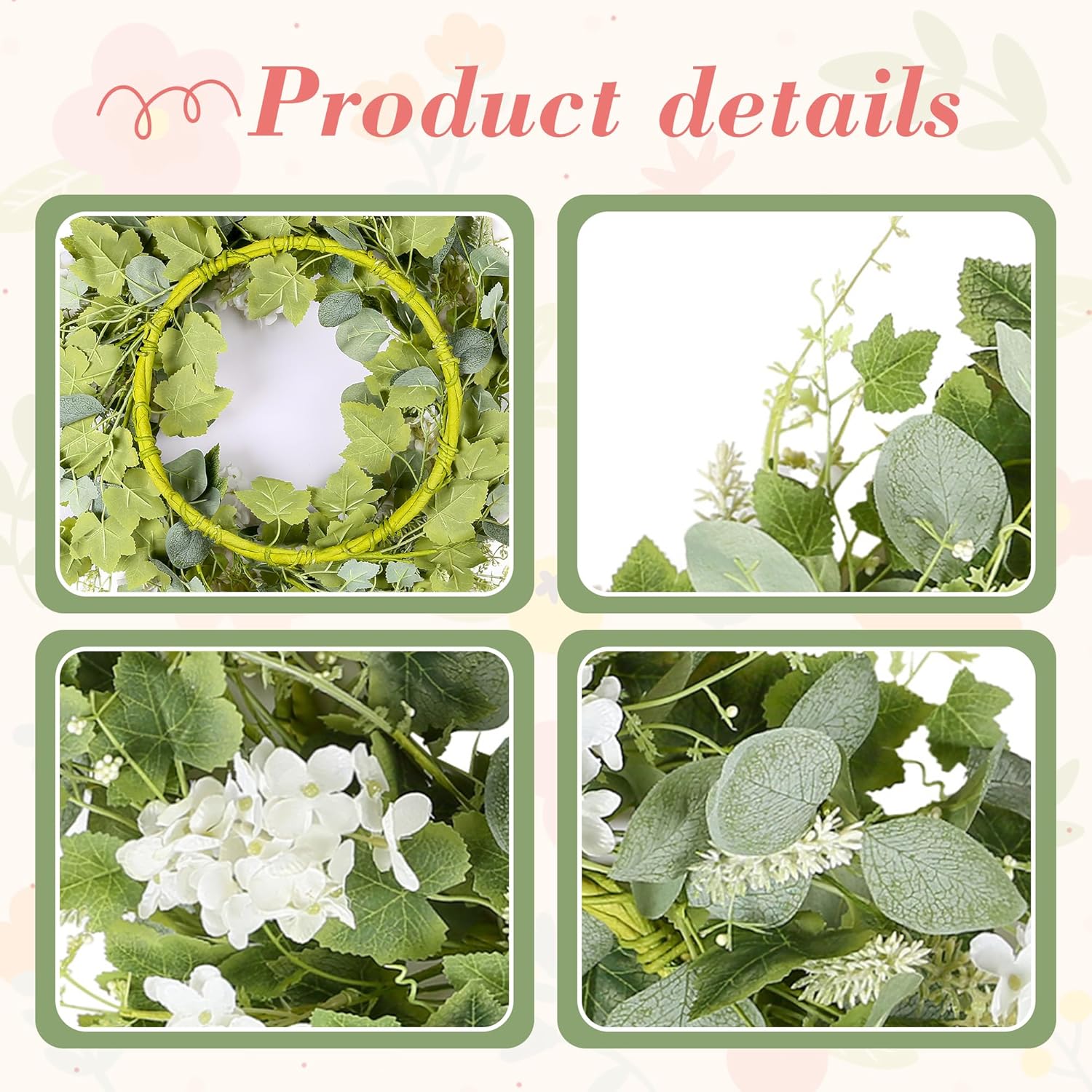 YNYLCHMX 18 Inch Artificial Spring Wreath