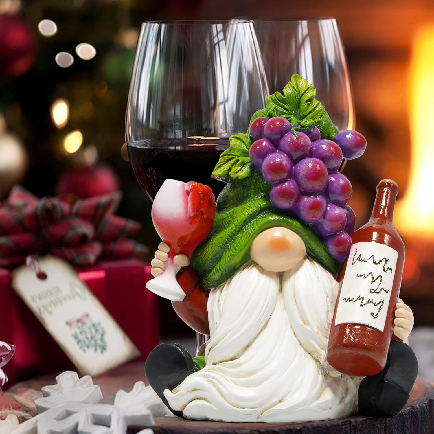 Hodao Red Wine Gnome Figurines Decoration Purple