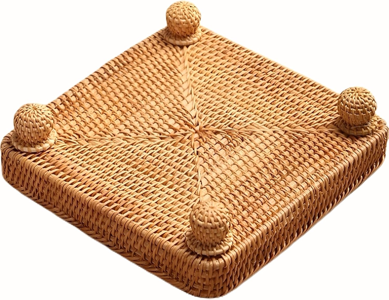 i-lan 9 Inch Square Rattan Riser Stand for Display