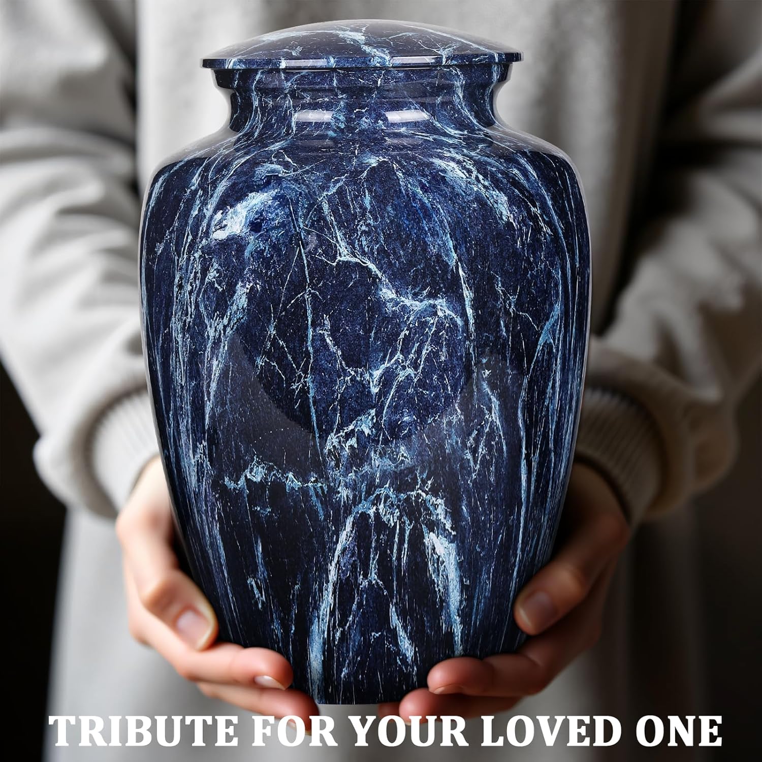 Premium Blue Marble Urn for Human Ashes
