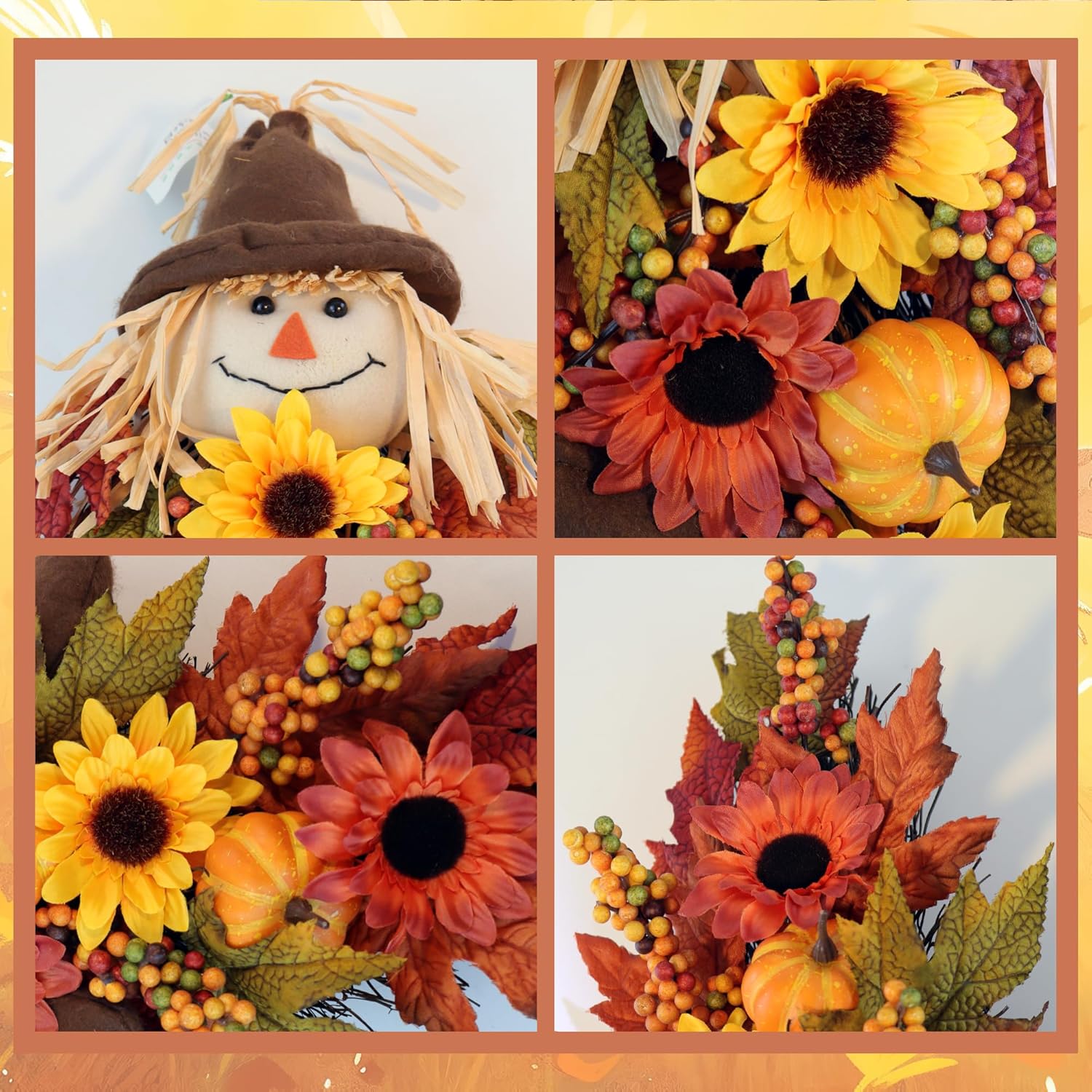 24 Inch Rustic Fall Scarecrow Teardrop Swag