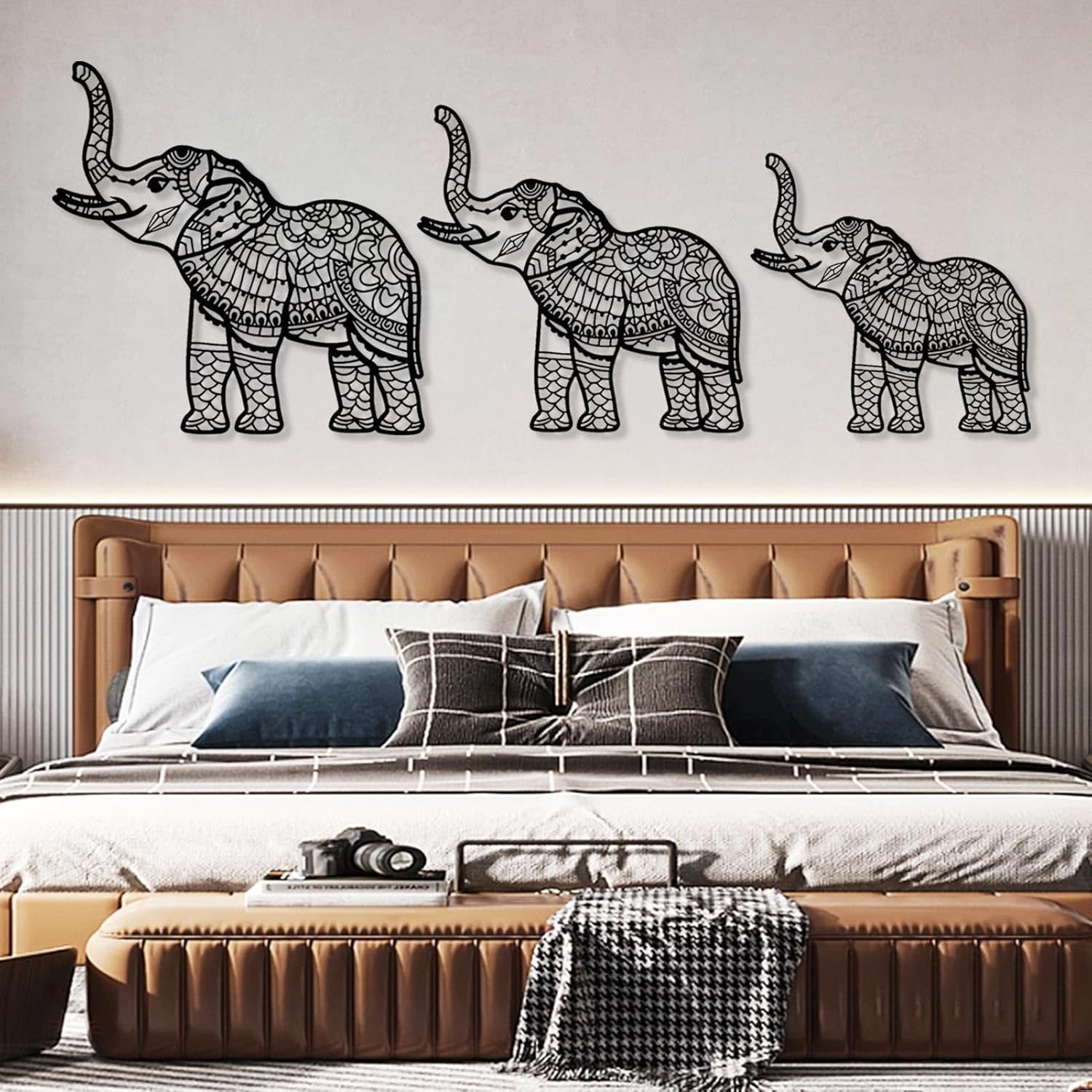 Cadeali Elephant Metal Wall Art Set of 3
