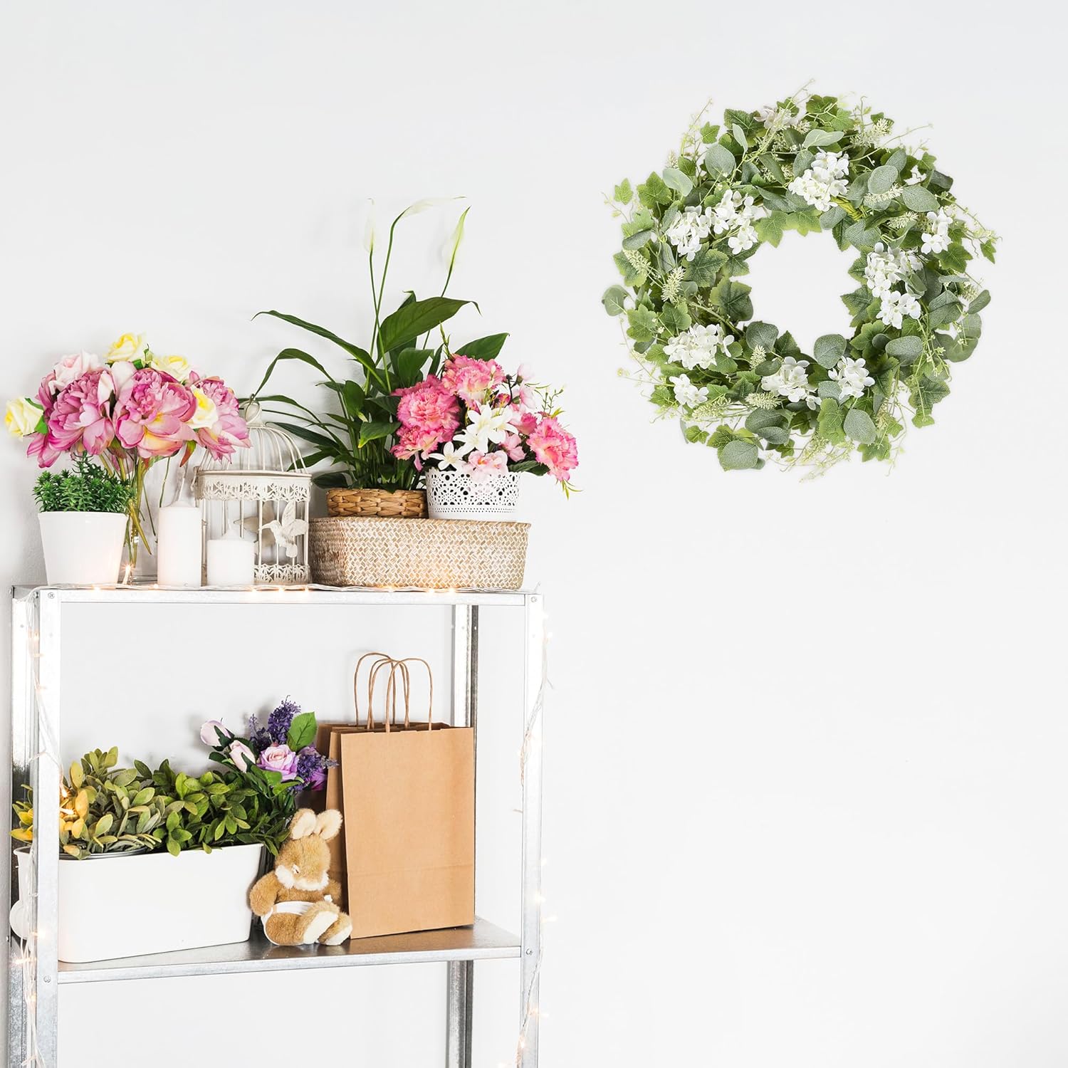 YNYLCHMX 18 Inch Artificial Spring Wreath
