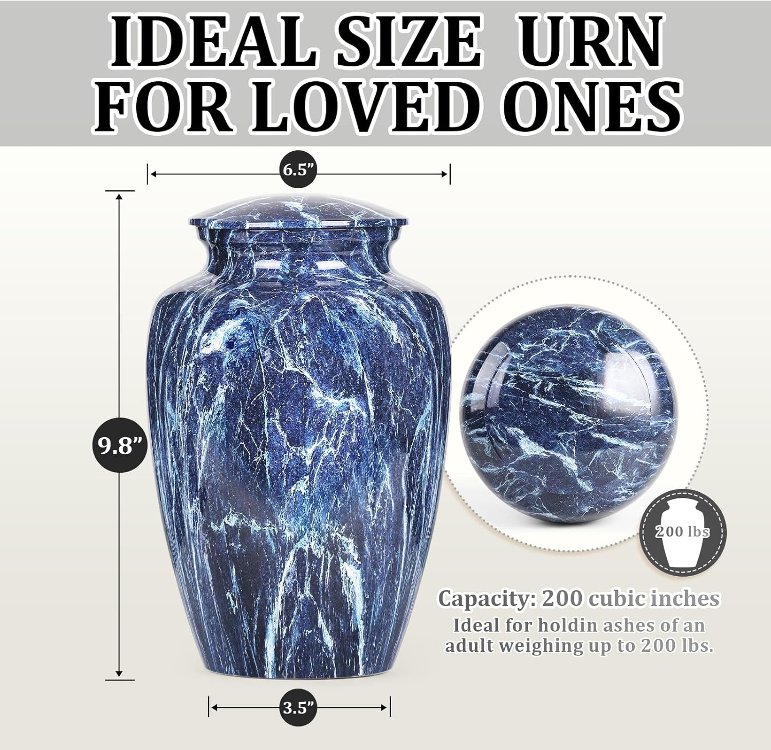 Premium Blue Marble Urn for Human Ashes