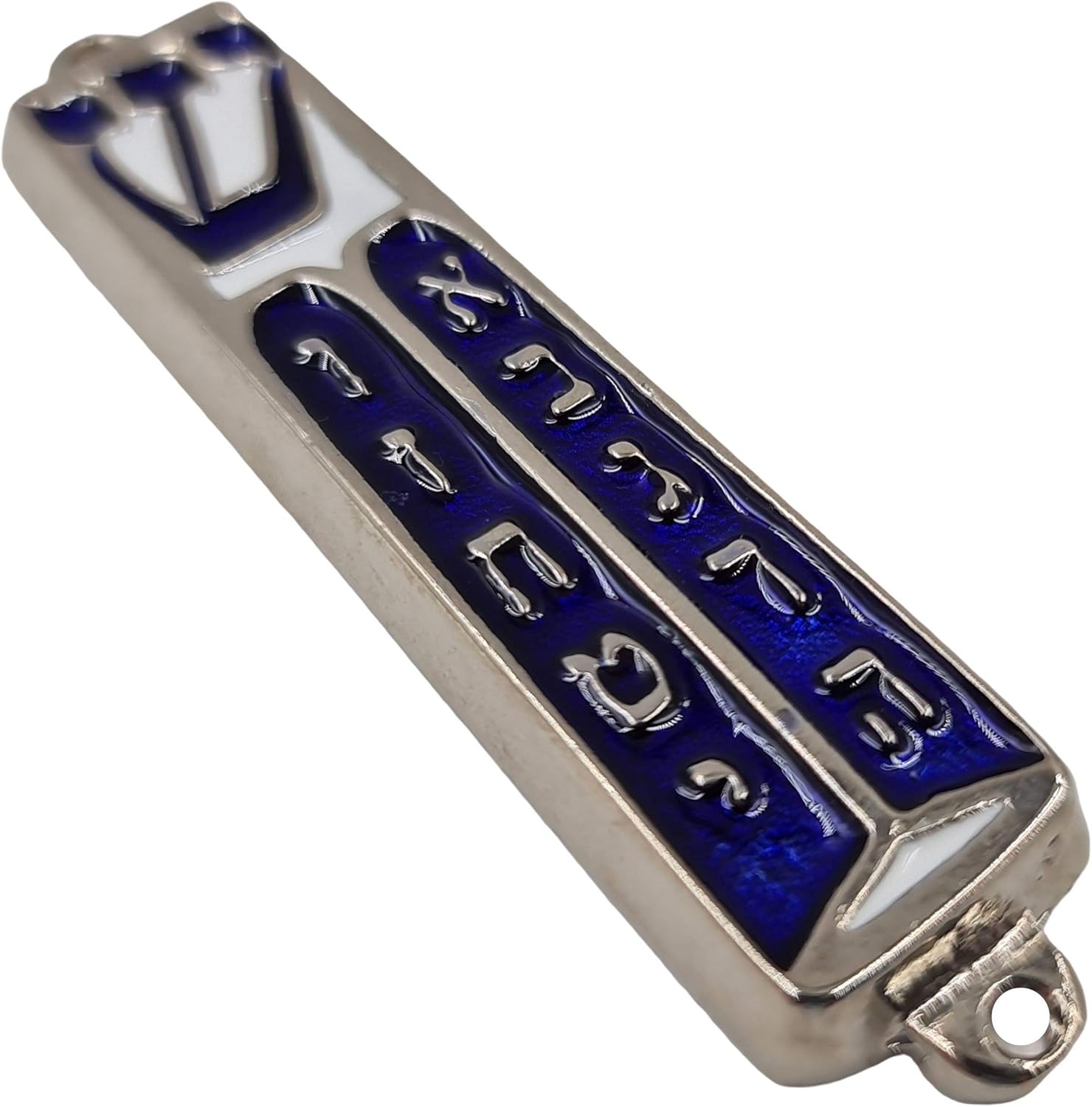 Talisman4u Ten Commandments Mezuzah Scroll Silver Tone Blue Enamel Door Ornament