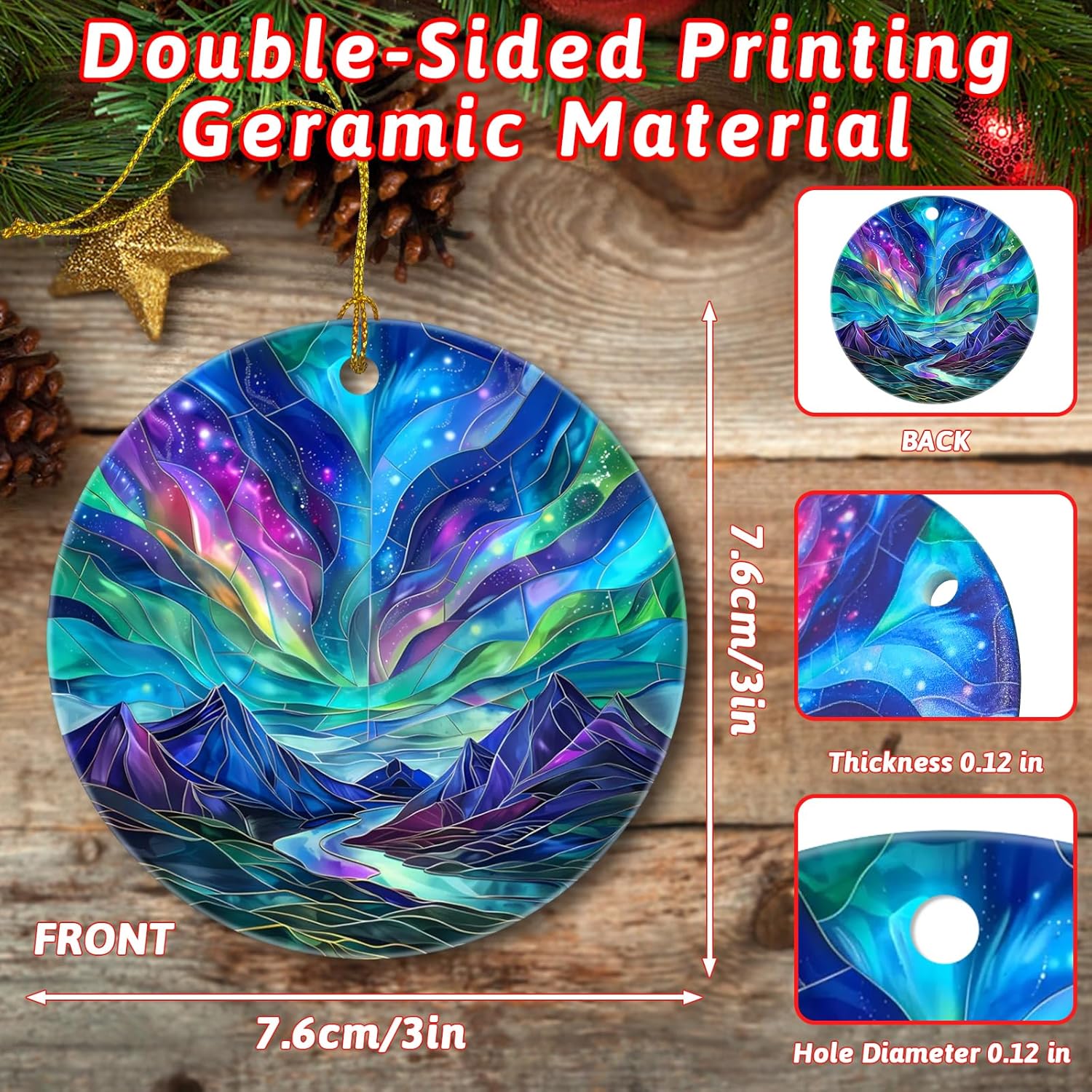 Northern Lights Christmas Tree Decorations Ceramic Ornament