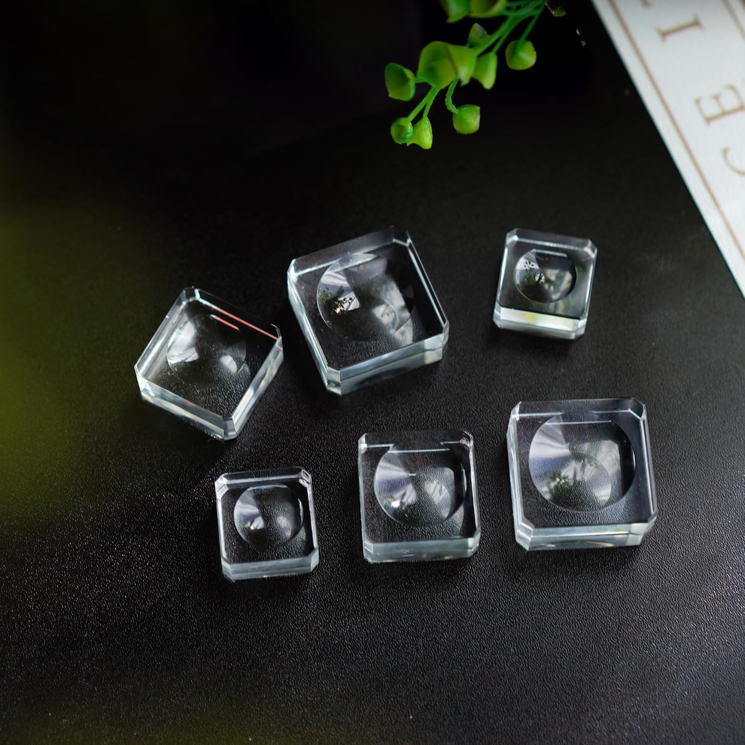 ZEERSHEE 6 Pack Square Crystal Display Bases for 3D Laser Balls
