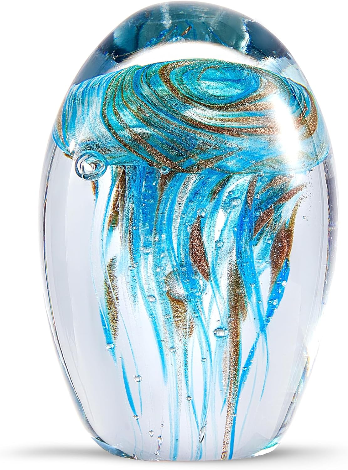 Eustuma Hand Blown Glass Jellyfish Figurine Ornament