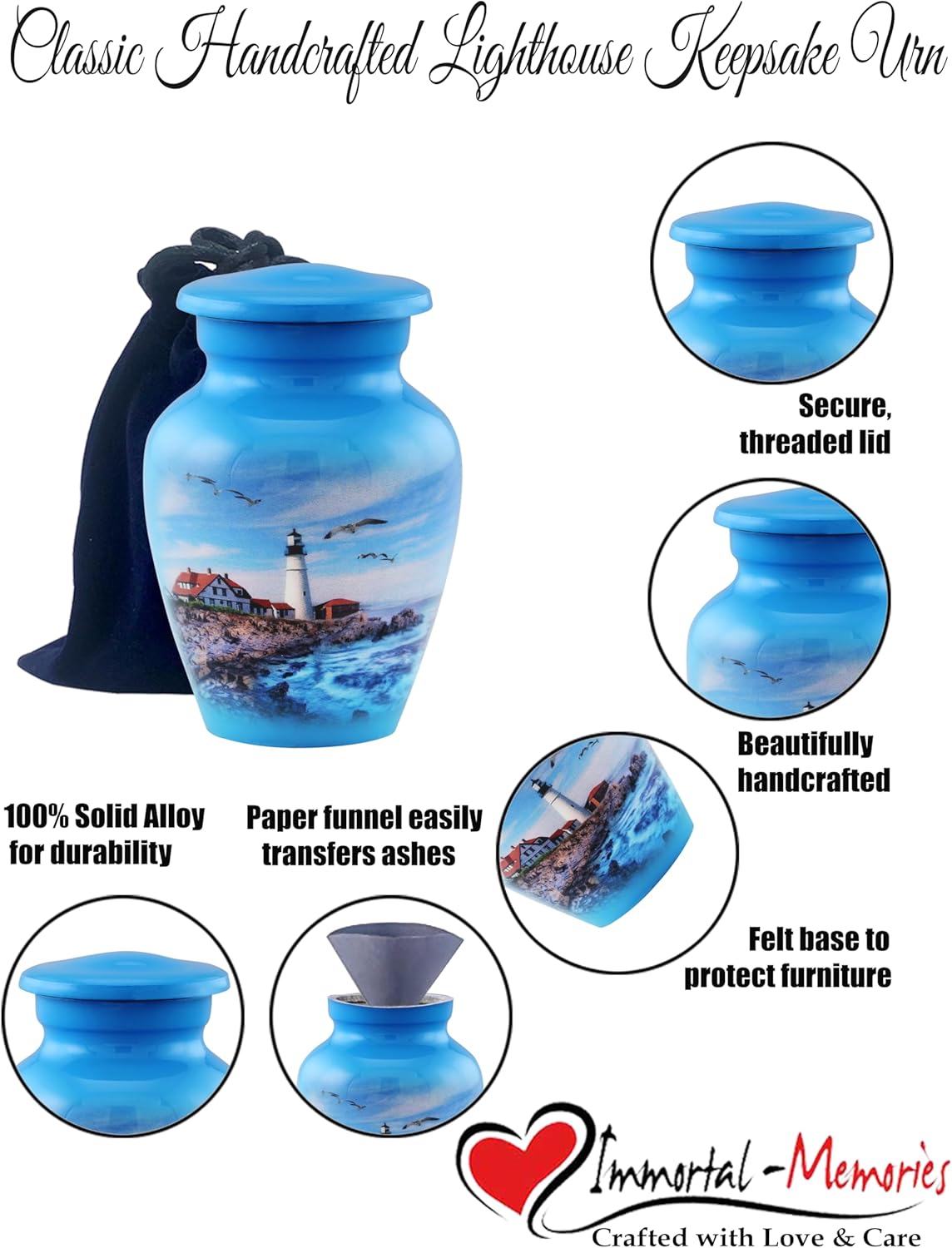 Lighthouse Keepsake Urn for Ashes and Memories