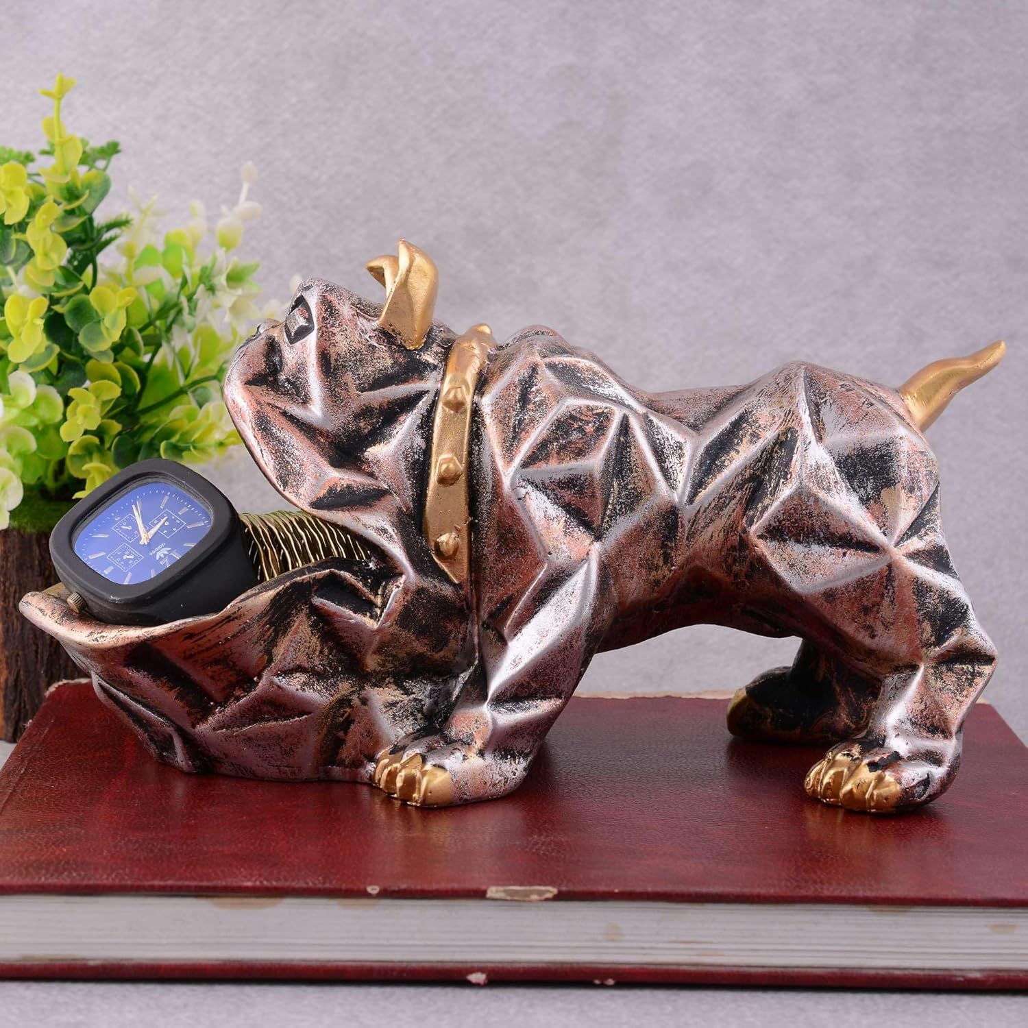 Cool Dog Sculpture with Plate for Home Decor