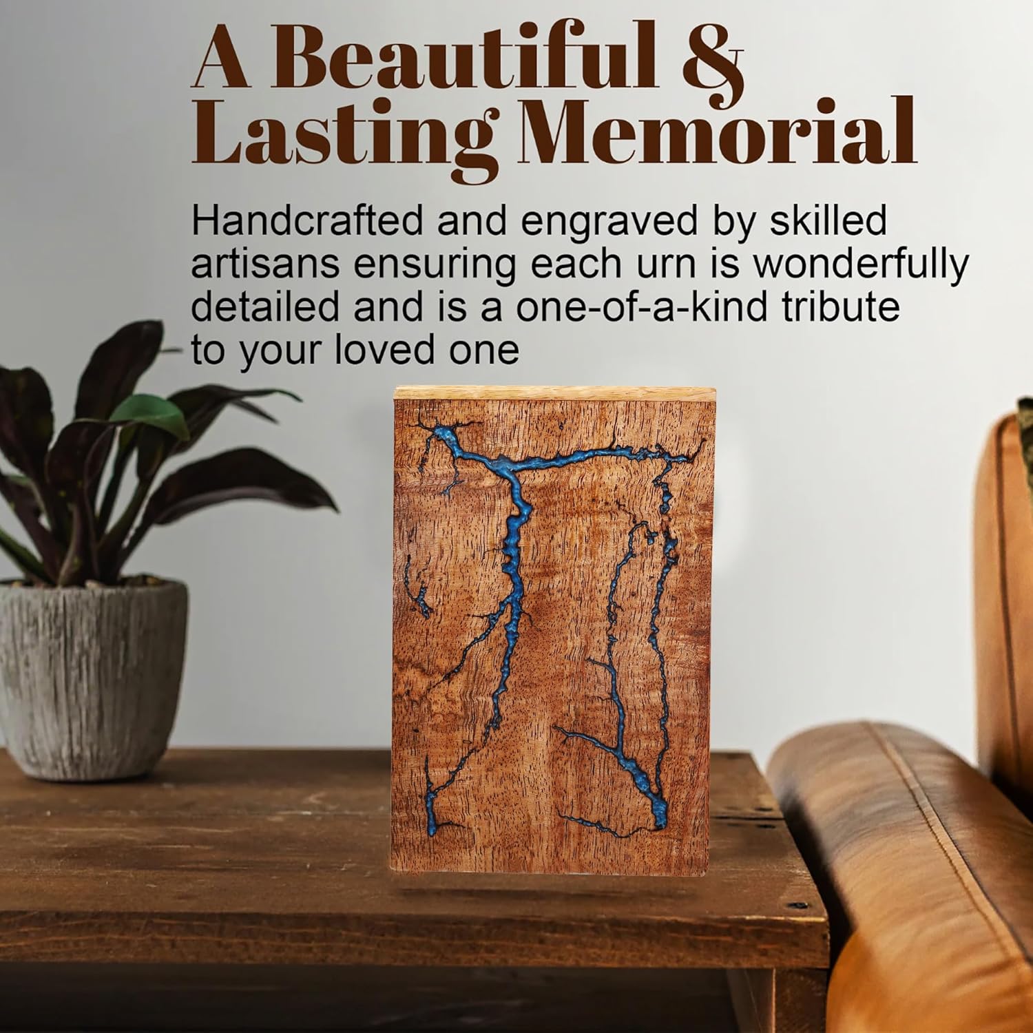 Blue Resin Cremation Urn 250lbs Dignified Design