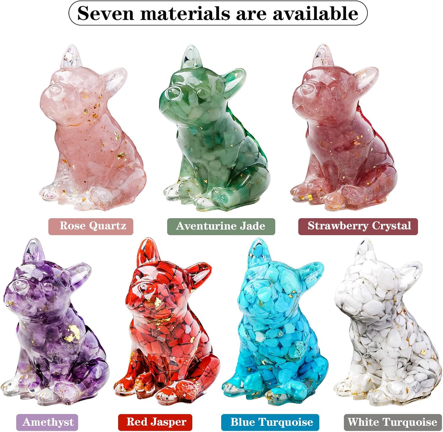 Crystal Resin French Bulldog Gravel Drop Figurine Set