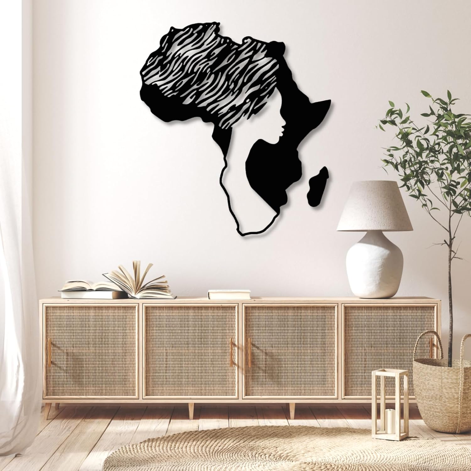 Yemwot African Woman Metal Wall Map Art - Gold 29x33 Inch