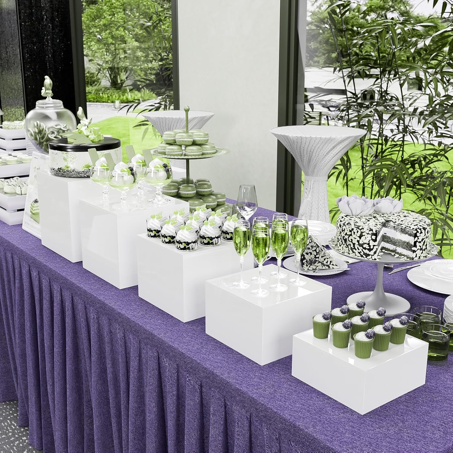 Extra Large White Acrylic Buffet Riser Set of 5