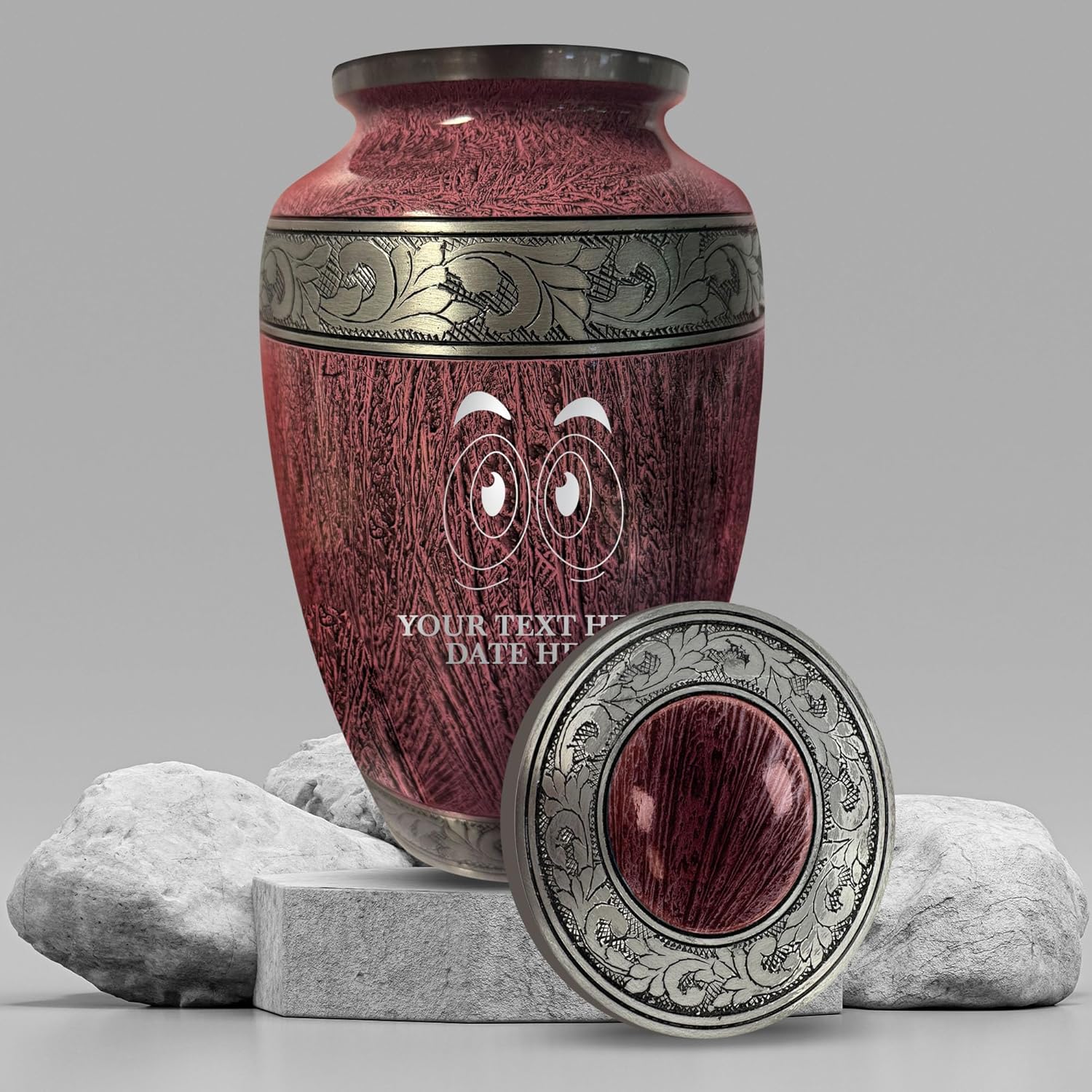 Personalized Cremation Urn with Funny Googly Eyes and Name