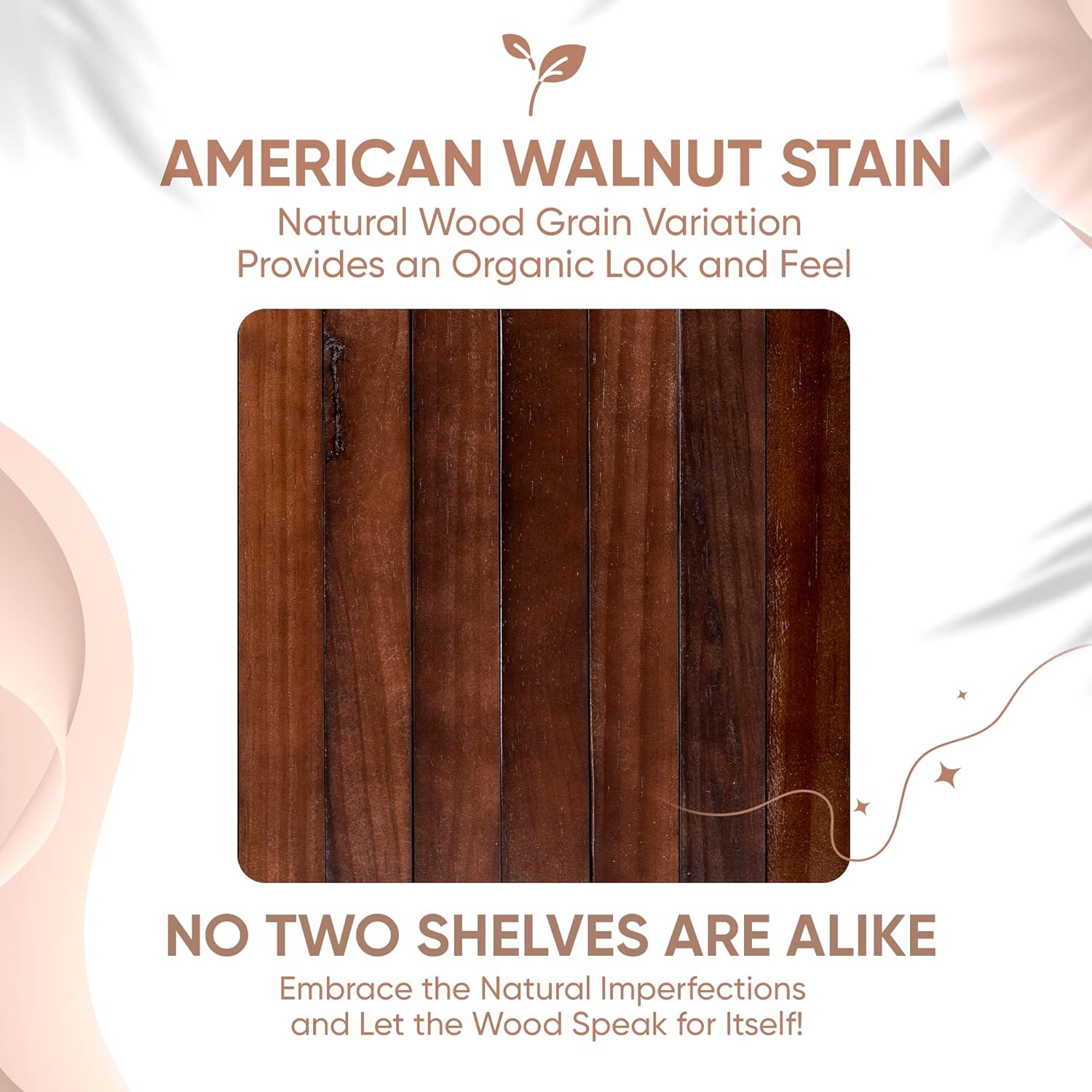 Homeforia 24 Inch Walnut Floating Shelves Set of 2