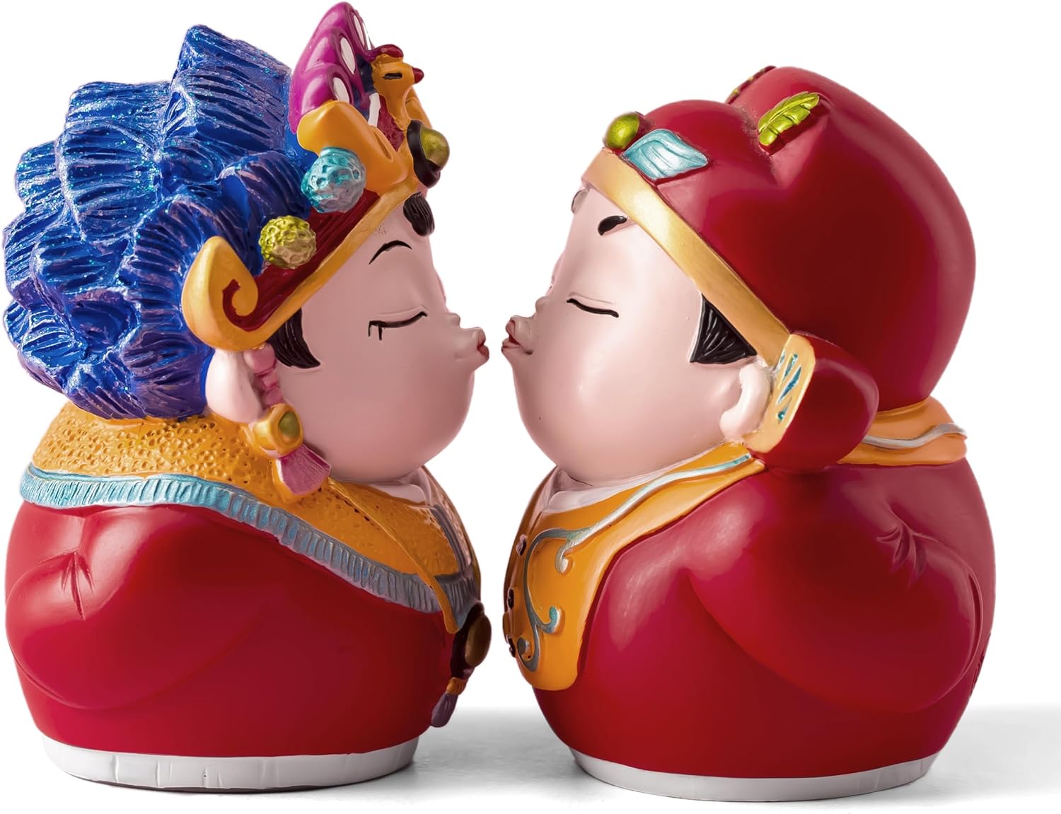 Hand-Painted Kissing Couple Statue 335-Inch Resin Wedding Decor