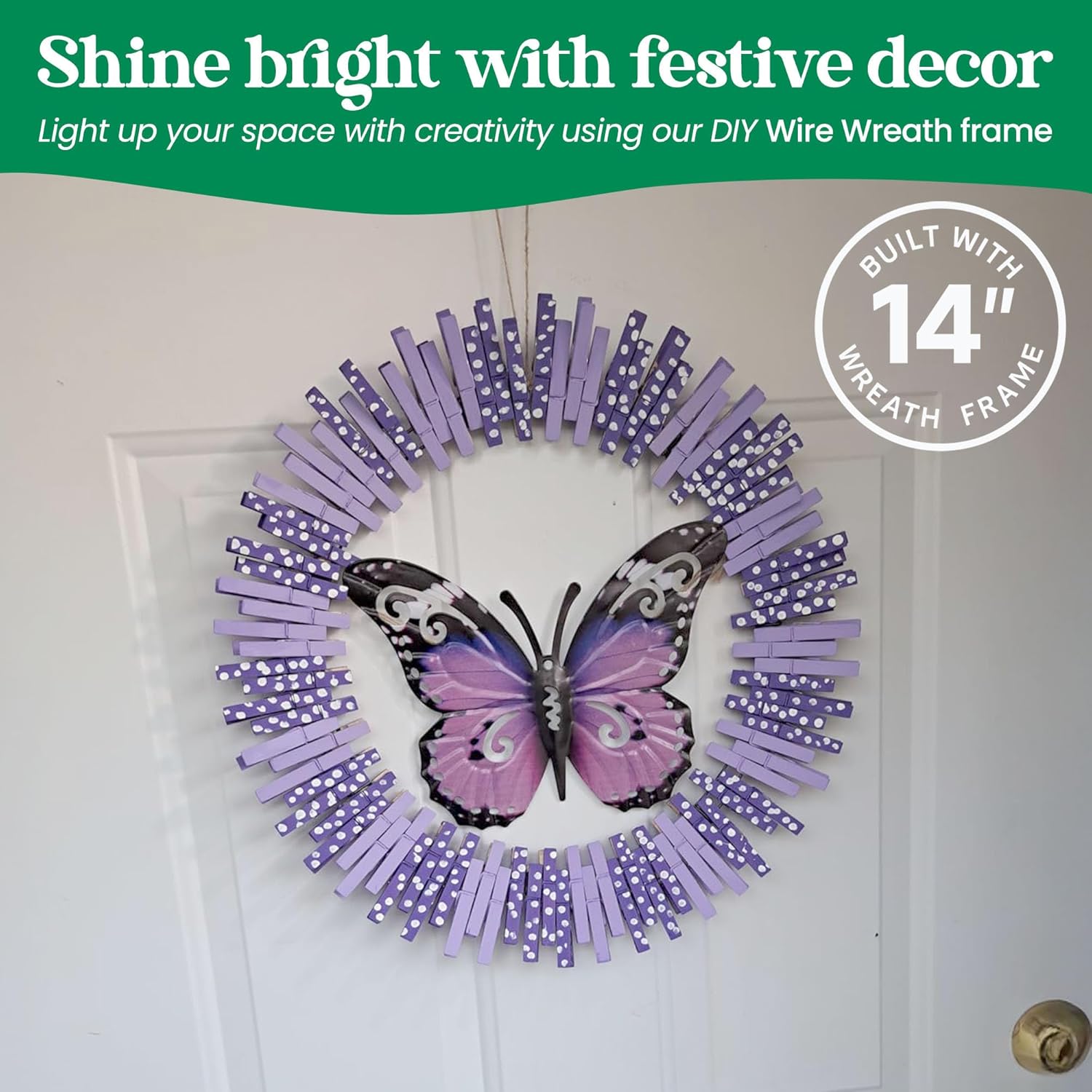 2-Pack 14 Inch Dark Green Wreath Frame with 4 Hoops