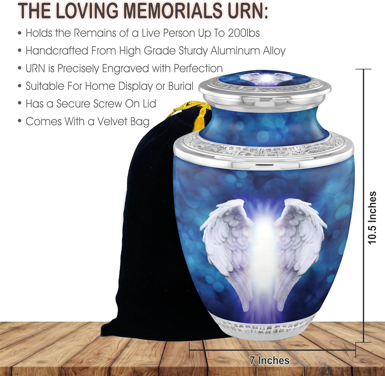 Angel Wings Cremation Urns for Adult Ashes - Handcrafted Elegance