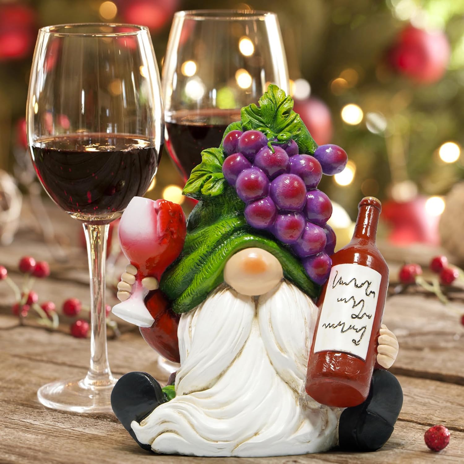 Hodao Red Wine Gnome Figurines Decoration Purple