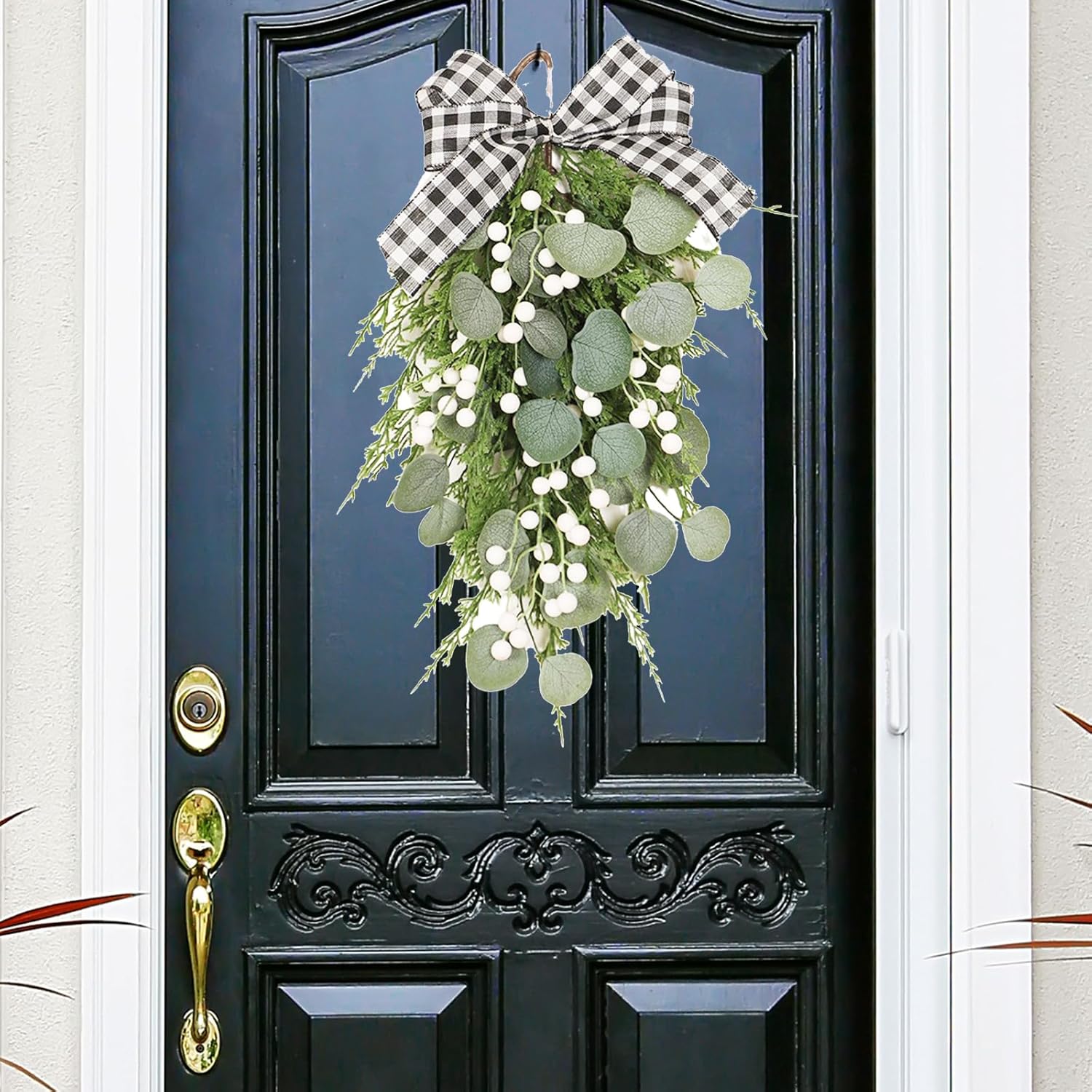 BestAlice 197 Inch Eucalyptus Swag with Bow Wall Hanging Decor