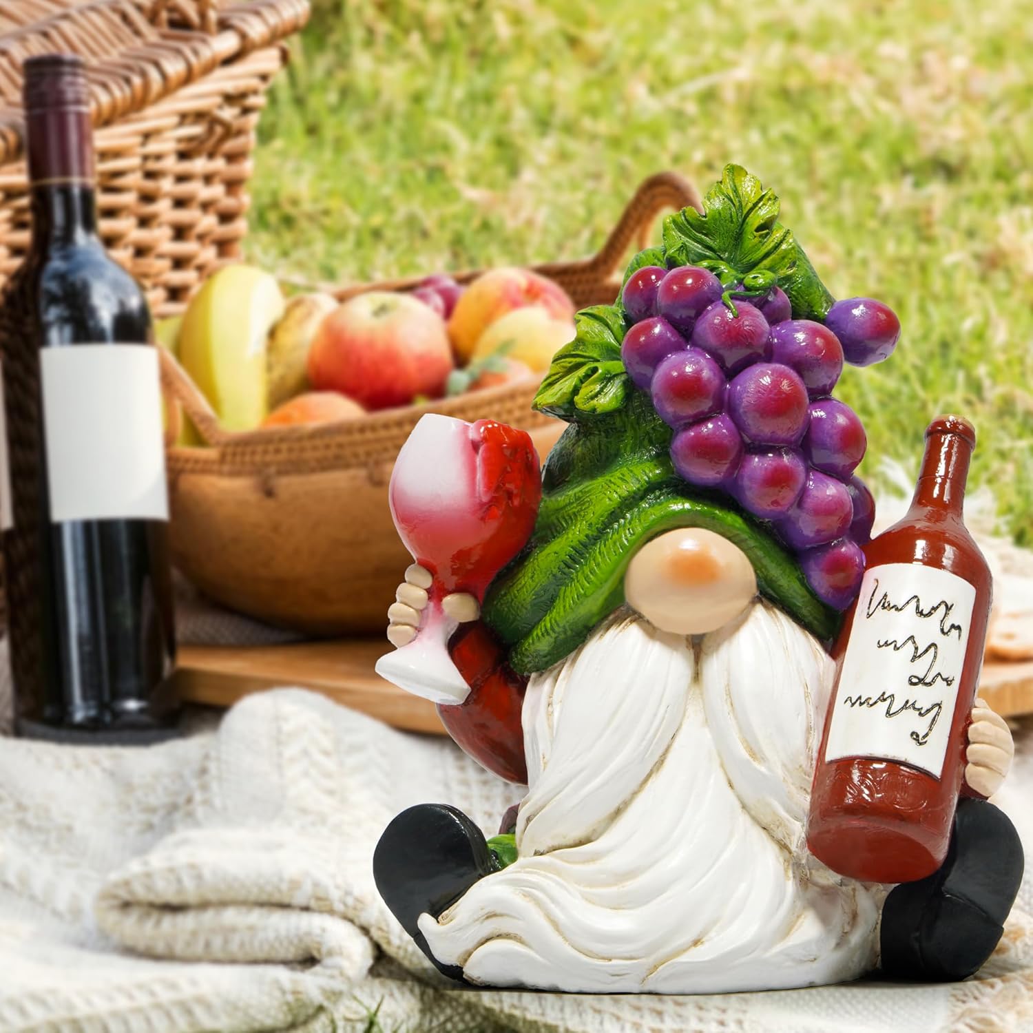 Hodao Red Wine Gnome Figurines Decoration Purple