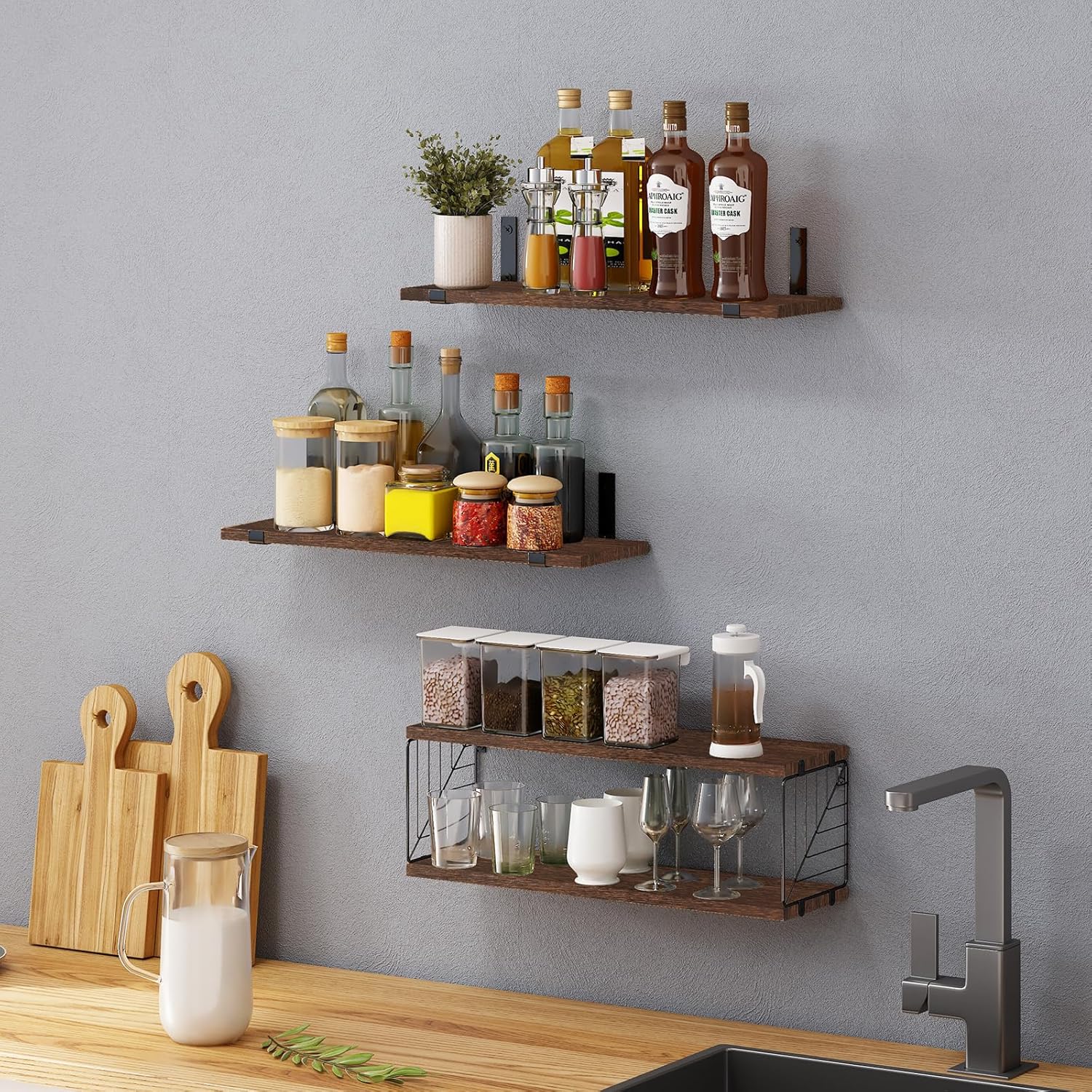 Fixwal 31 Tier Floating Shelves Over Toilet Dark Brown