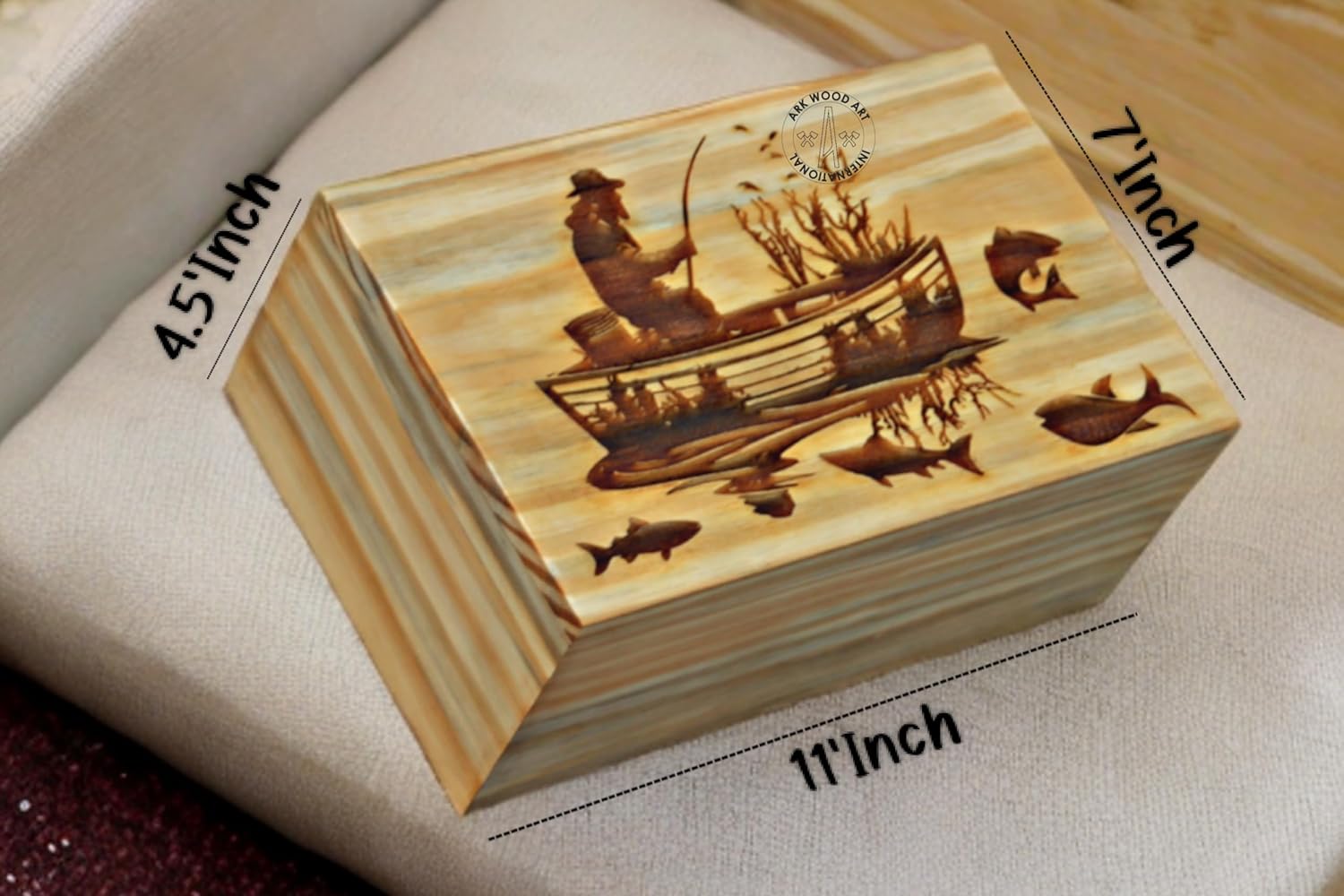 Fly Fisherman Urn for Human Ashes Handmade Wood