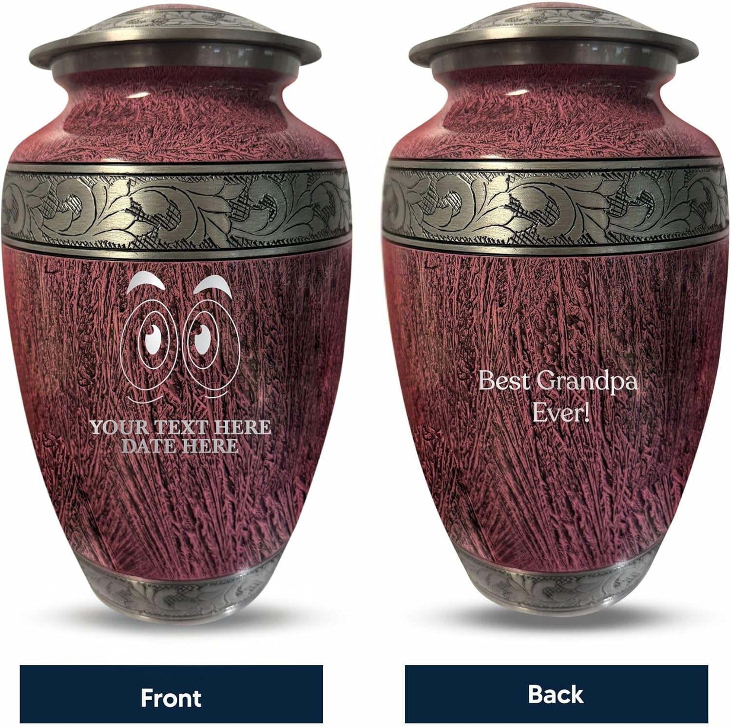 Personalized Cremation Urn with Funny Googly Eyes and Name