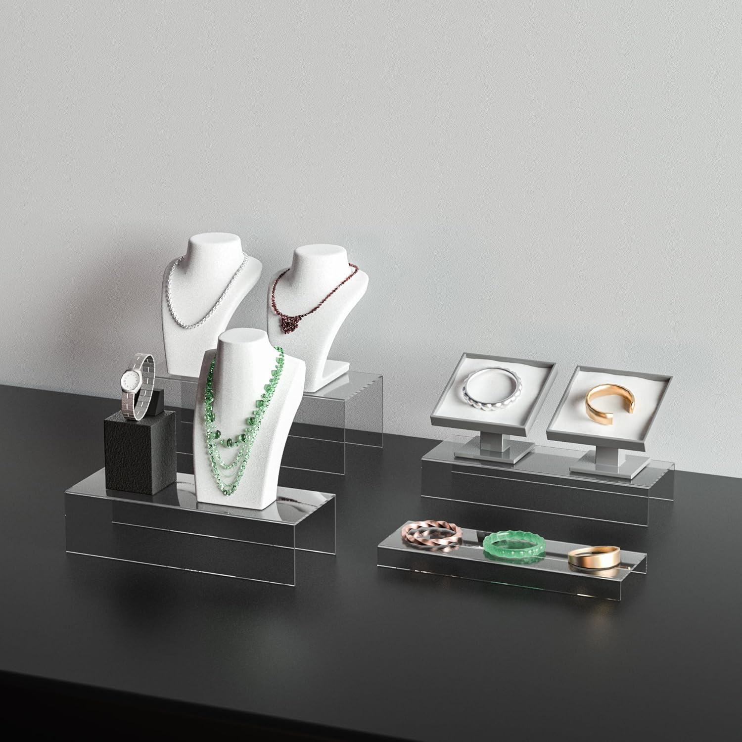 Clear Riser Display Shelf Set 3pcs Acrylic