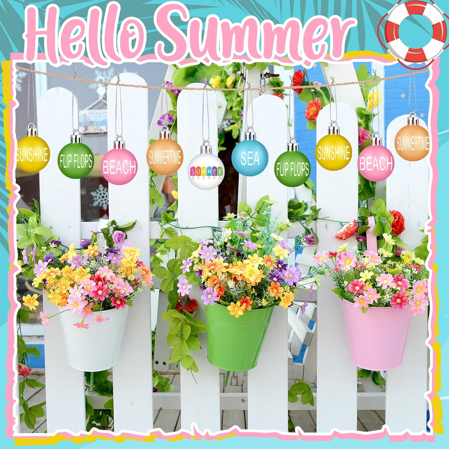 Barydat 24 Pcs Summer Sunflower Hanging Ornaments Tree Decor