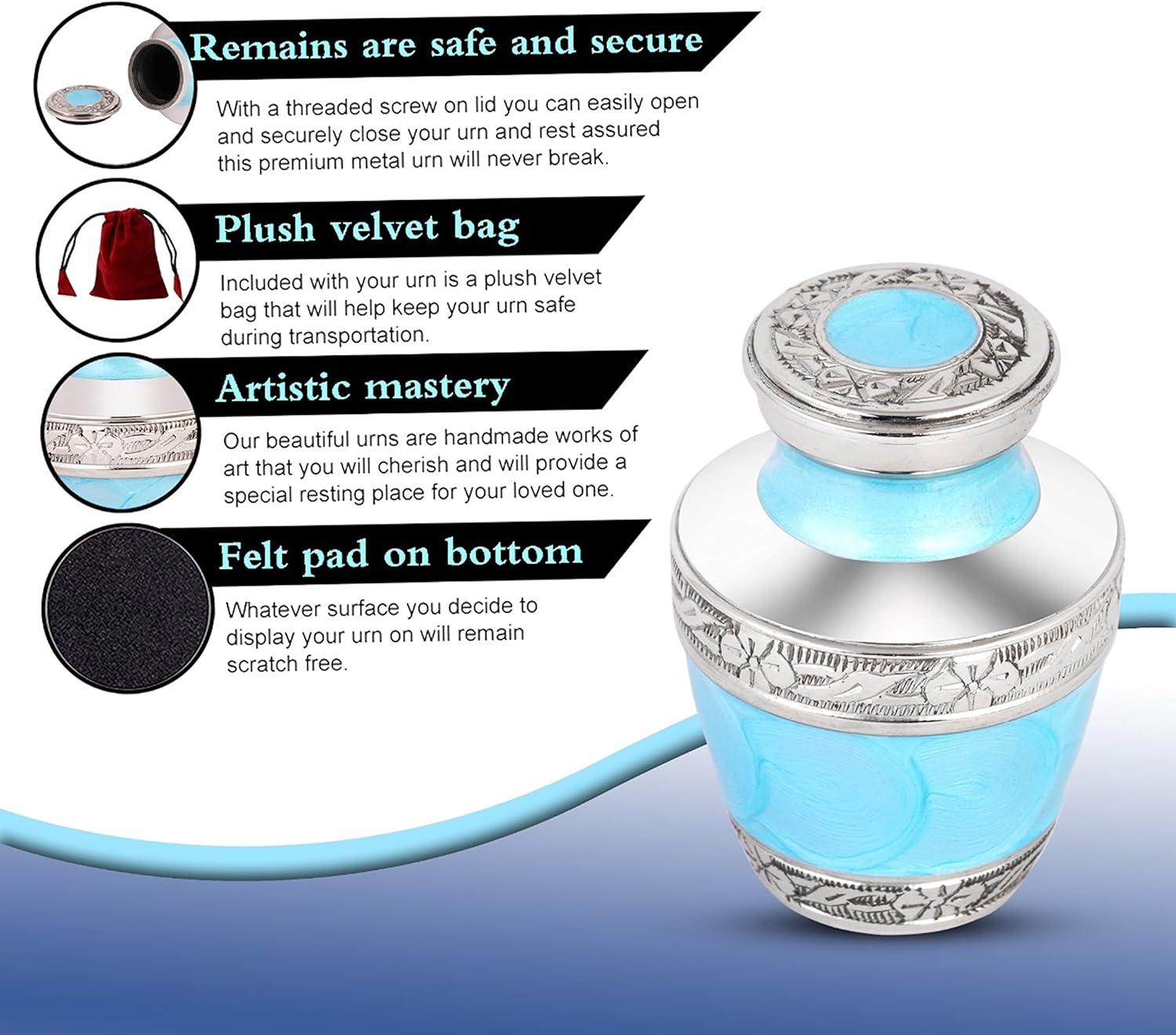 Small Urns for Human Ashes Adult Ocean Blue Keepsake Urn Set