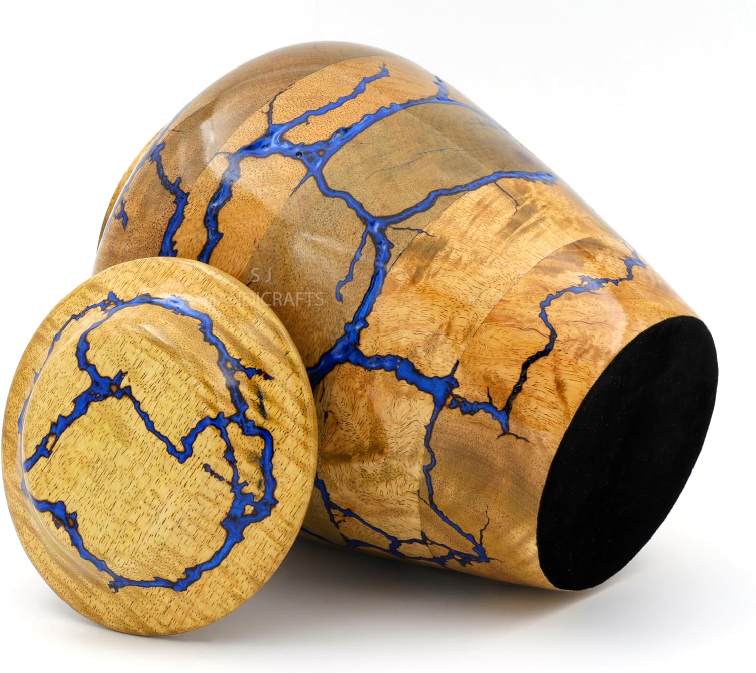 S J HANDICRAFTS Large Wooden Urn for Cremation Ashes
