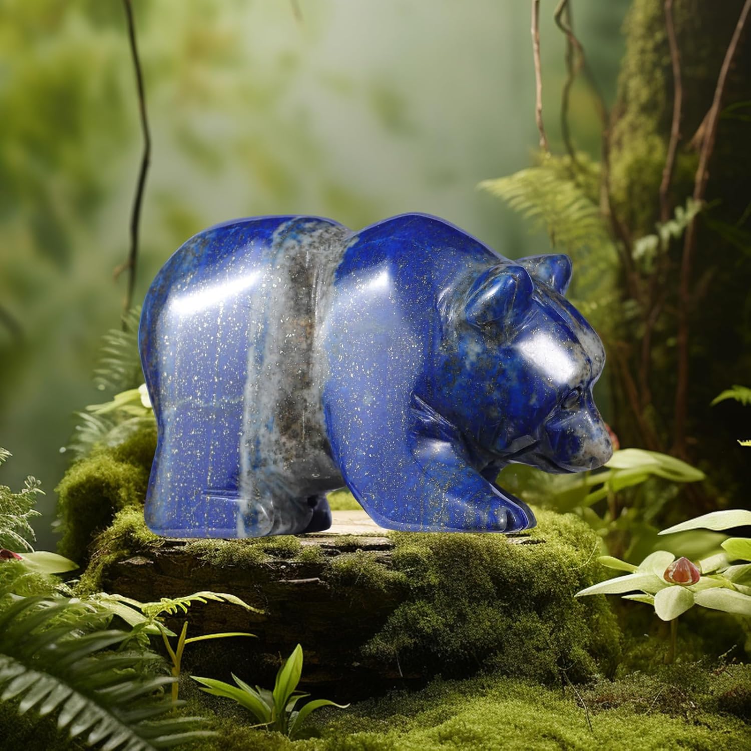 3 Inch Bear Figurine Hand Carved Lapis Lazuli Home Decor