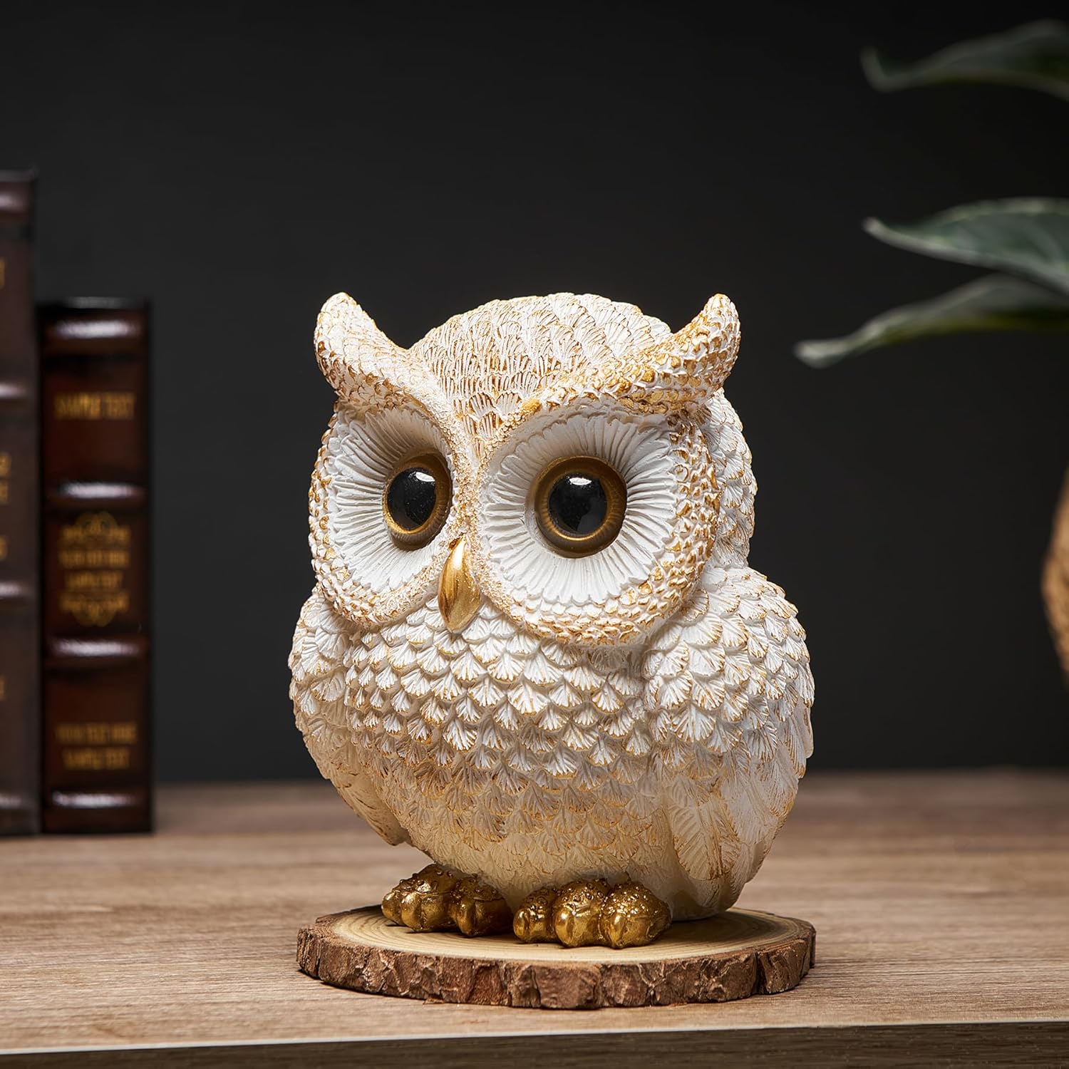 Octdays White Owl Statue - Cute Bird Figurine for Home Decor