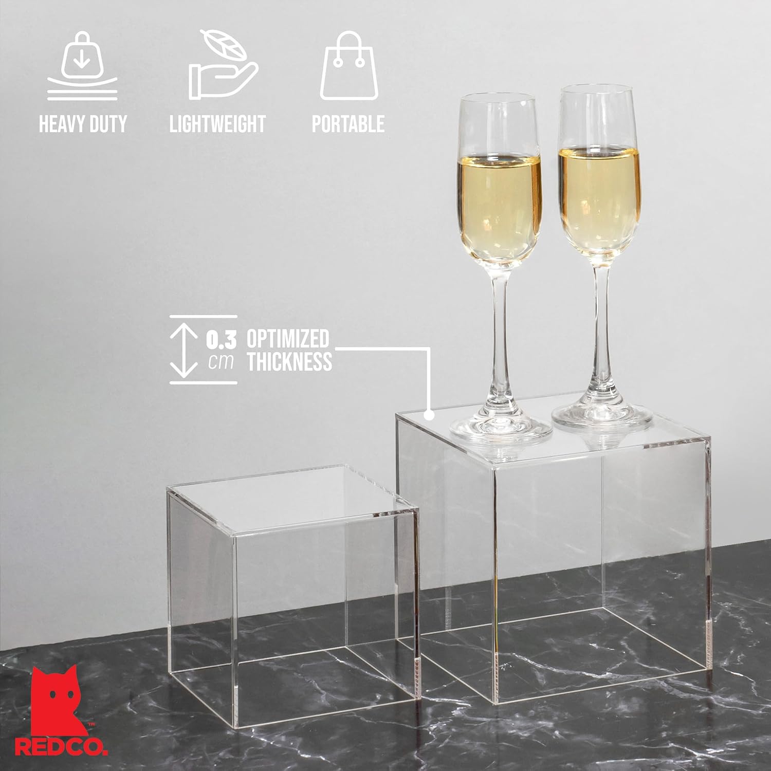 Red Co Clear Acrylic Cube Display Riser Stands 3-Pack