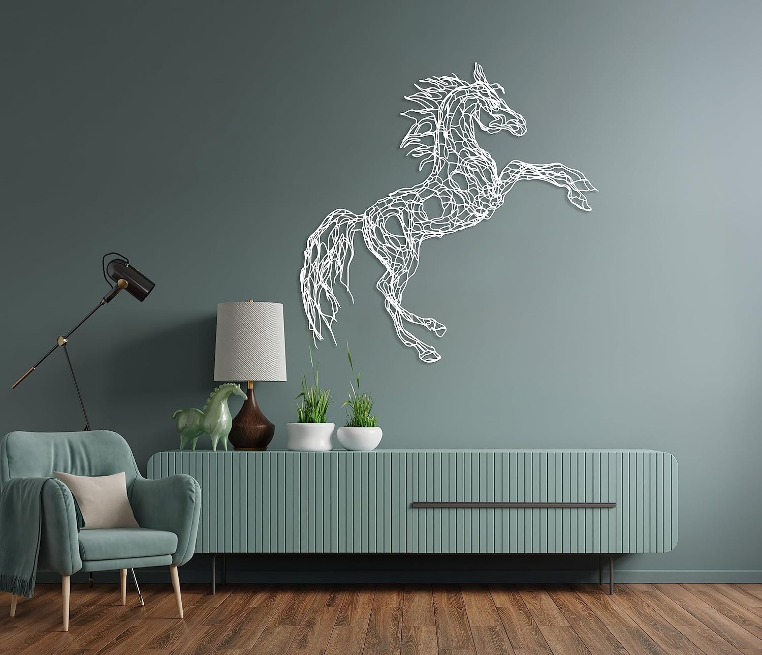 DecoSoul Tree Horse Metal Wall Art Decor 50x50cm