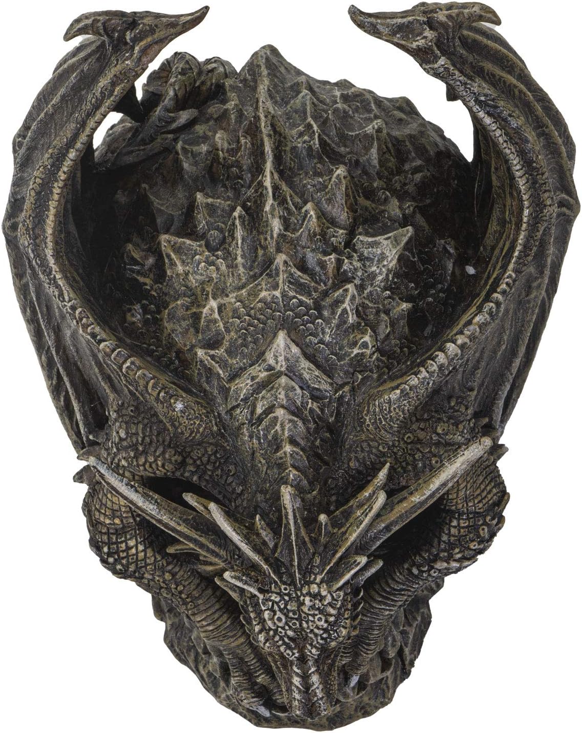 Spiral Dark Gothic Draco Dragon on Mutated Skull Figurine