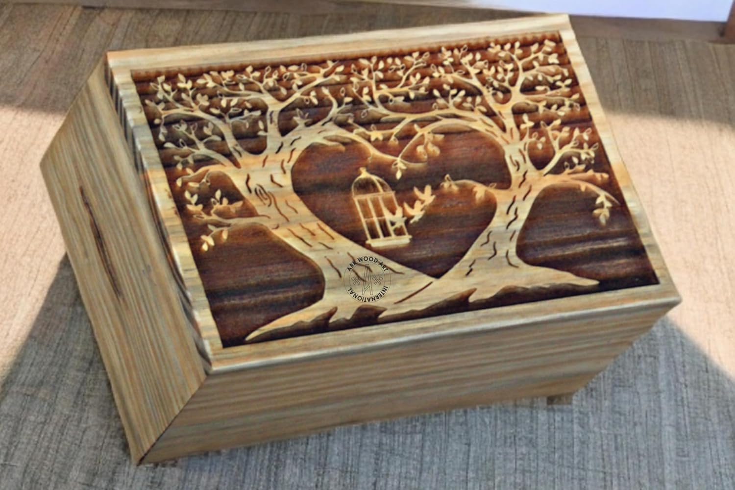 Life of Tree Handmade Wooden Urn for Human Ashes