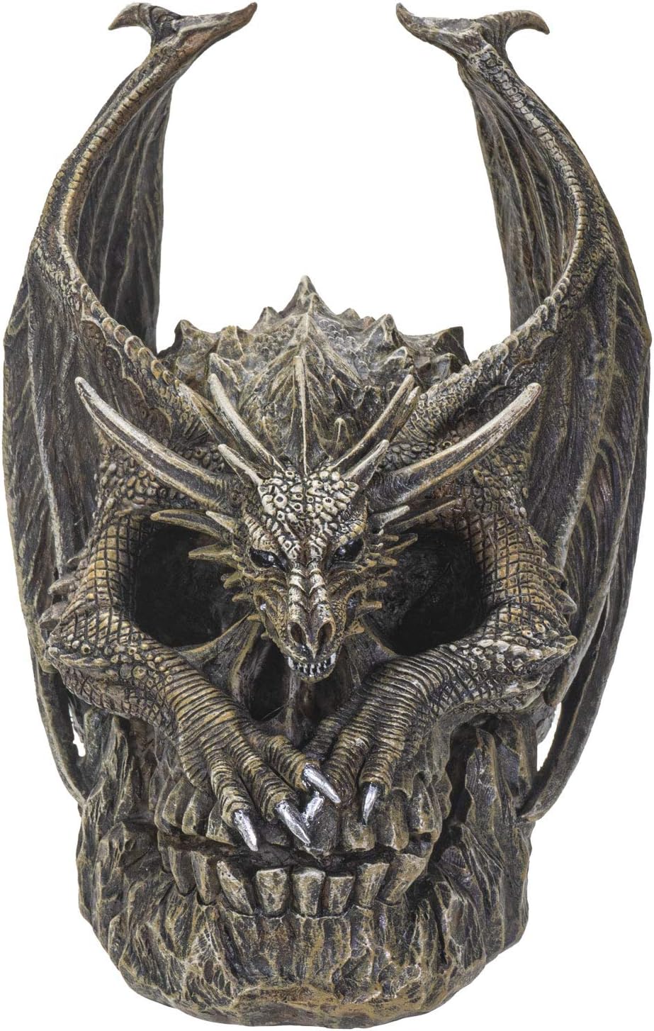 Spiral Dark Gothic Draco Dragon on Mutated Skull Figurine