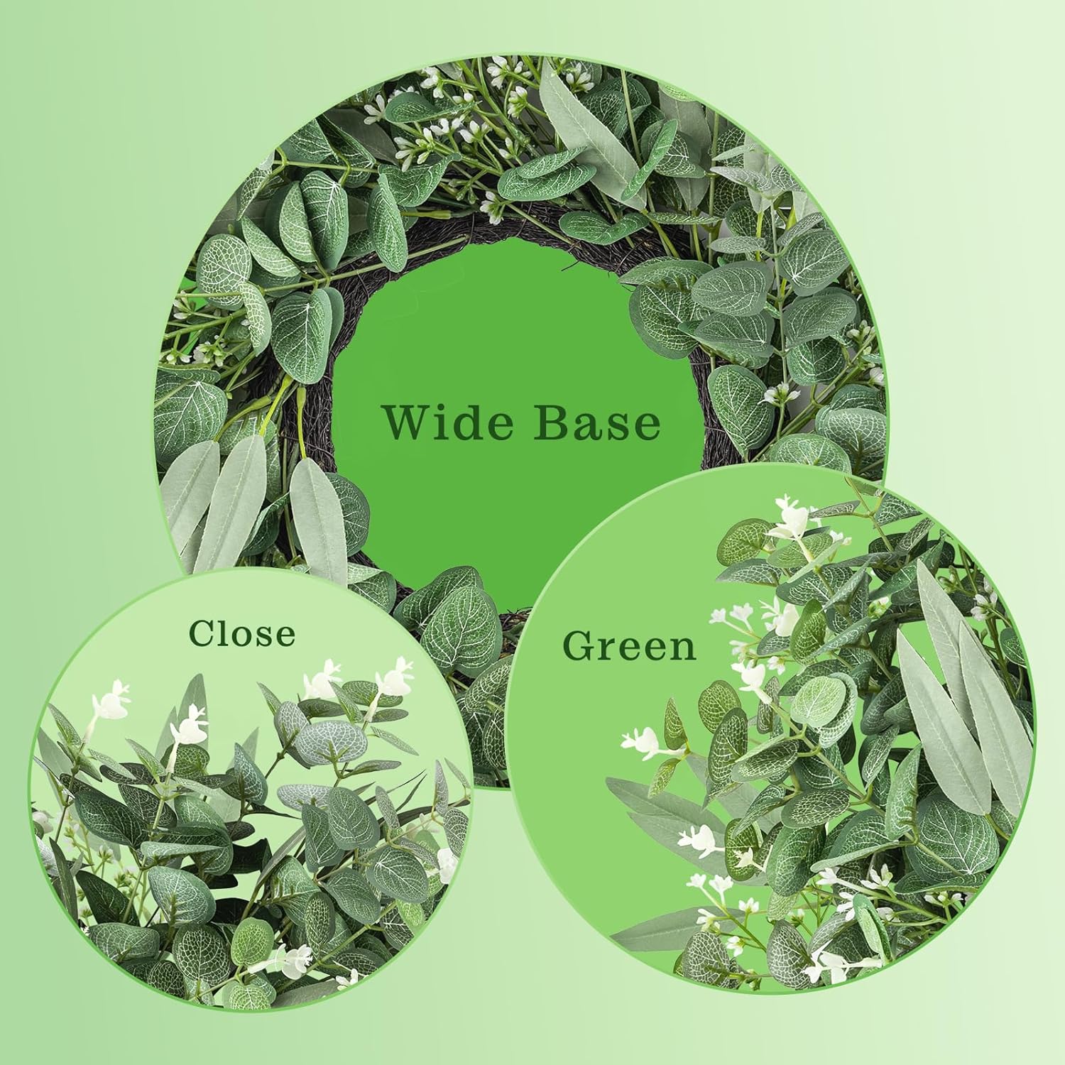 Dushle 24 Inch Summer Eucalyptus Wreath for Front Door