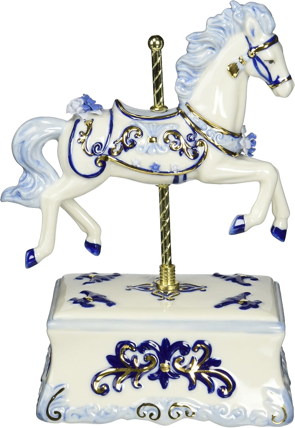 Cosmos 80111 Fine Porcelain Carousel Horse Musical Figurine Blue