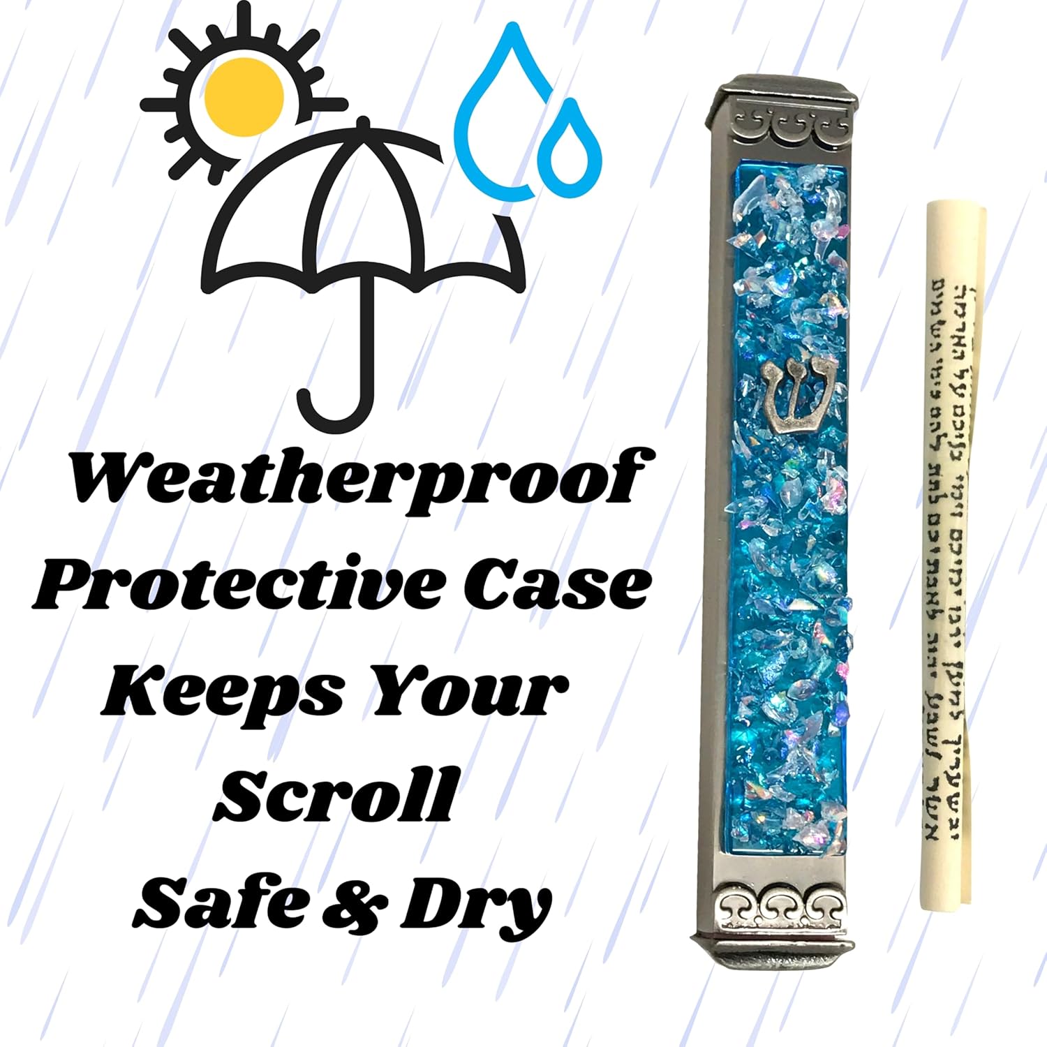 Sparkling Art Glass Mezuzah - Weatherproof and Easy Mount