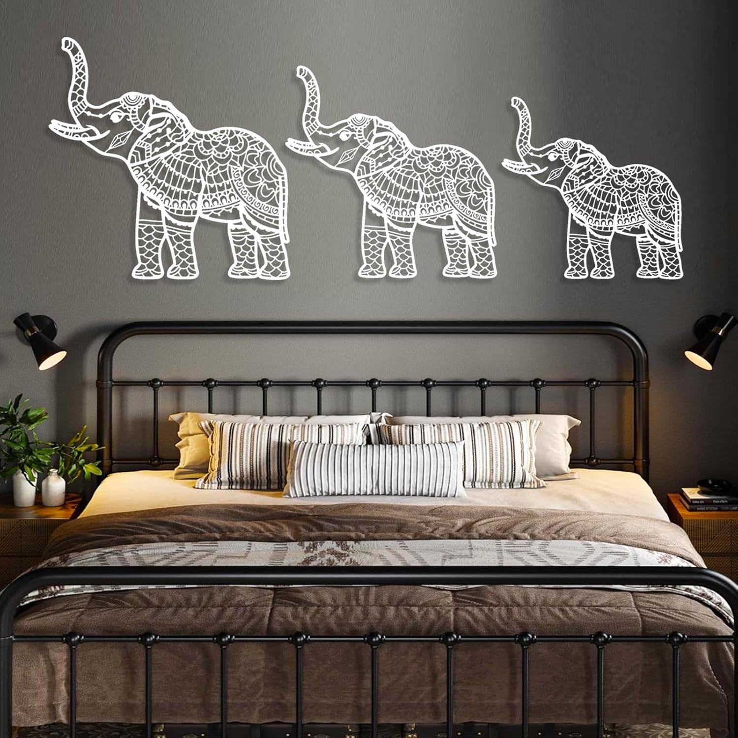 Cadeali Elephant Metal Wall Art Set of 3