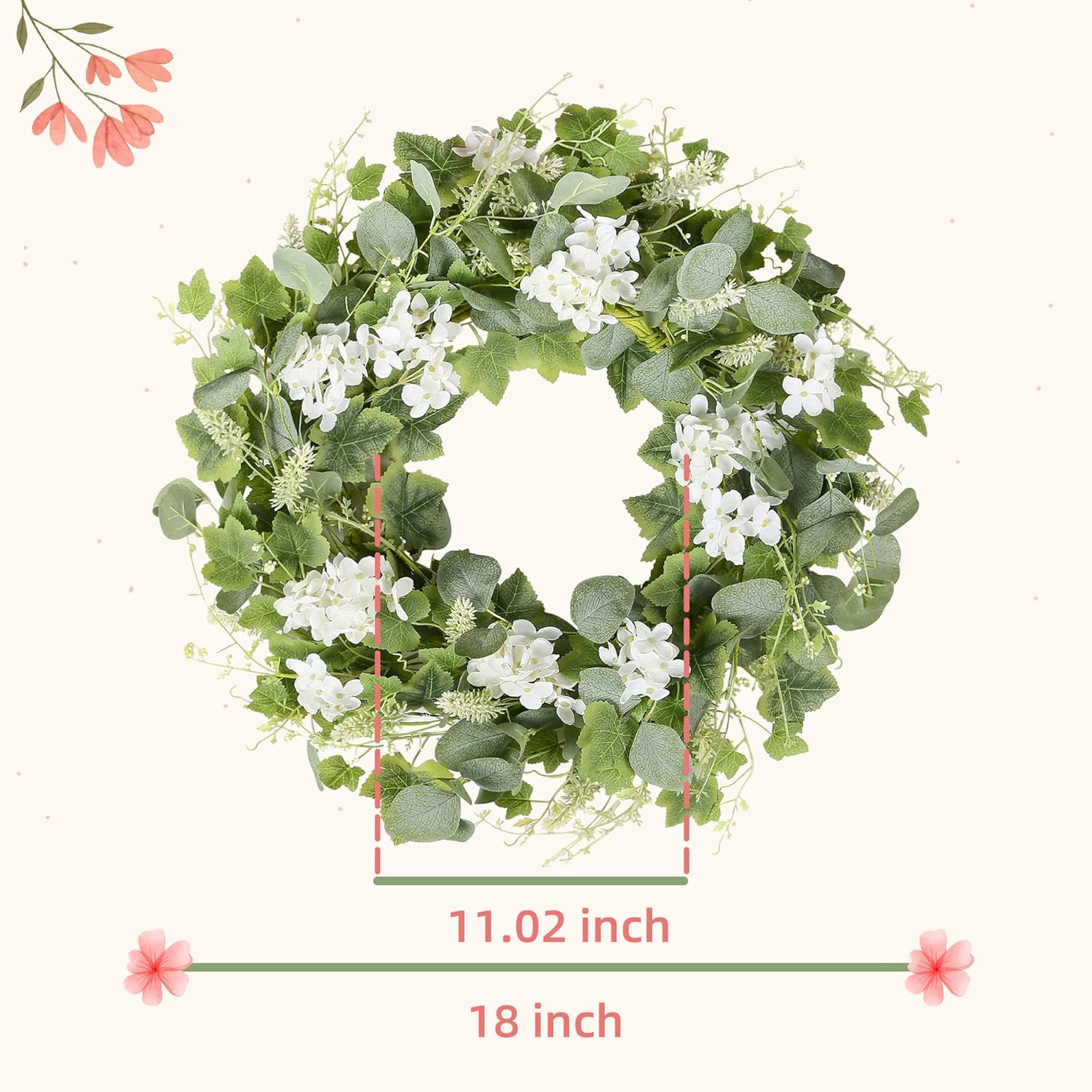 YNYLCHMX 18 Inch Artificial Spring Wreath