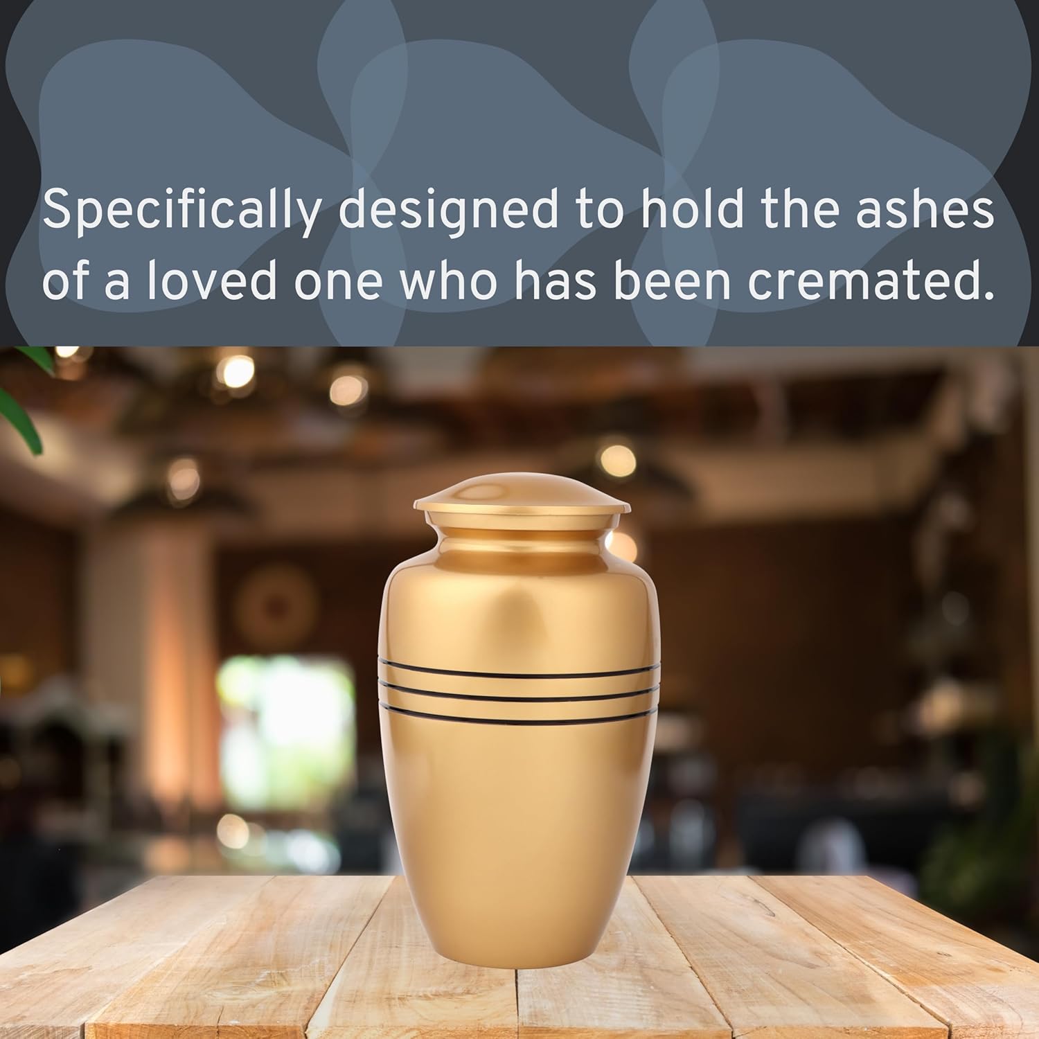 Alpha Living HOME Gold Black Urn for Human Ashes