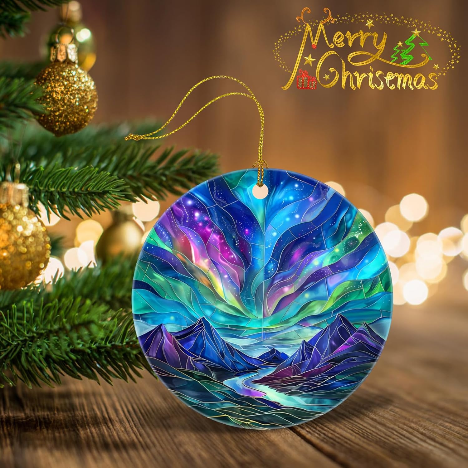 Northern Lights Christmas Tree Decorations Ceramic Ornament