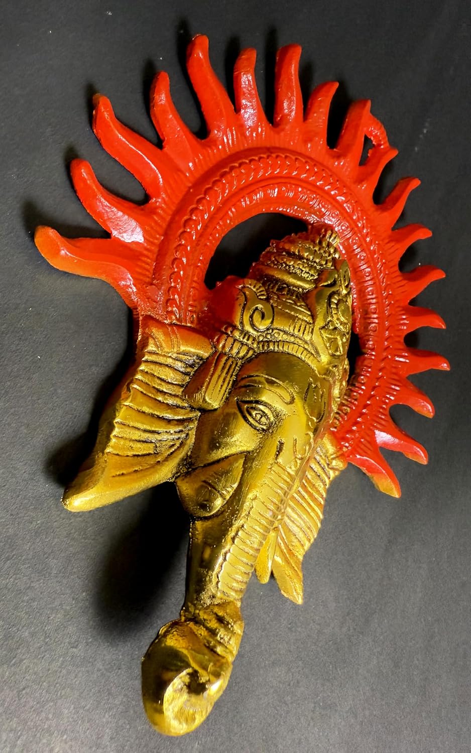 Ganesha Wall Hanging Decor 8 Inch Brass Temple Sculpture